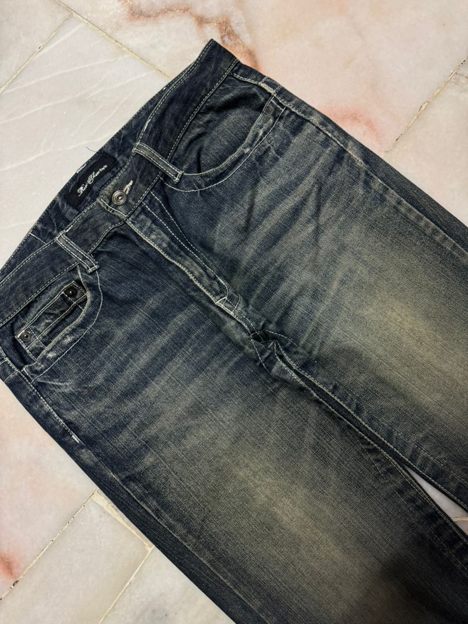 Flare💥Insane 90s Root three Rusty Mudwash Distress Dark Jean