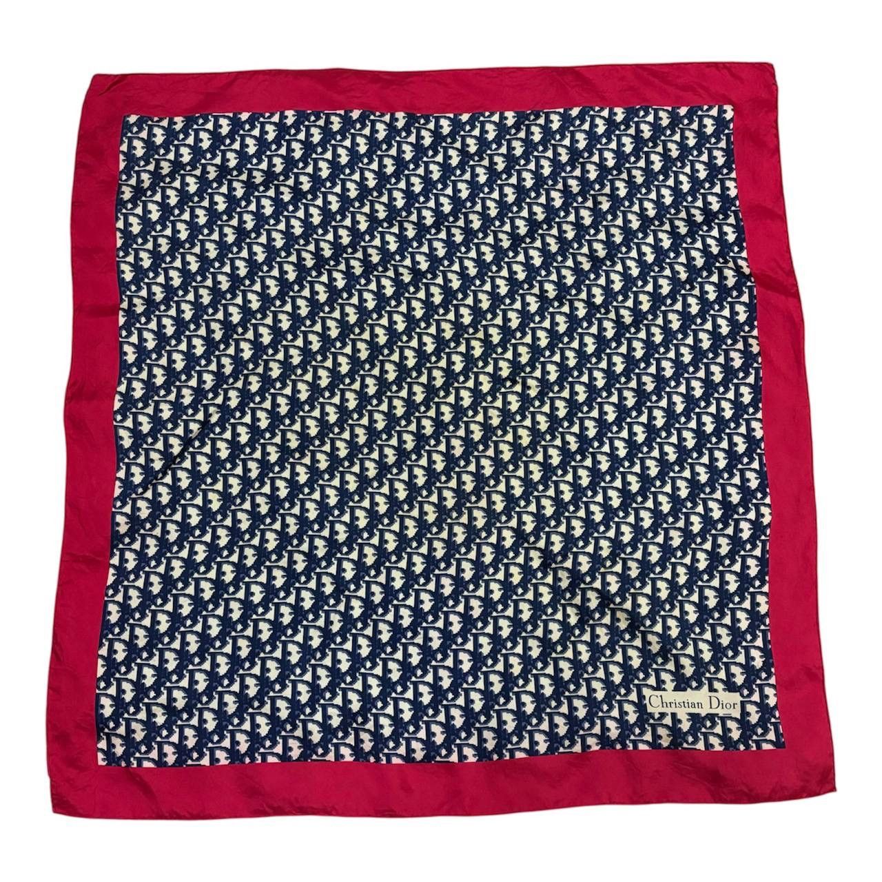 Christian Dior Monsieur Vtg Christian Dior Trotter Monogram Silk Scarf Red Border Size ONE SIZE - 1 Thumbnail