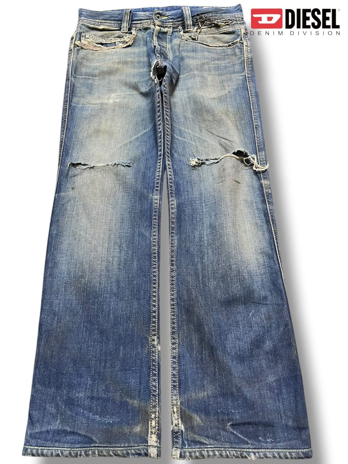 Vintage Diesel Paddom Mudwash Ripped Distressed Denim