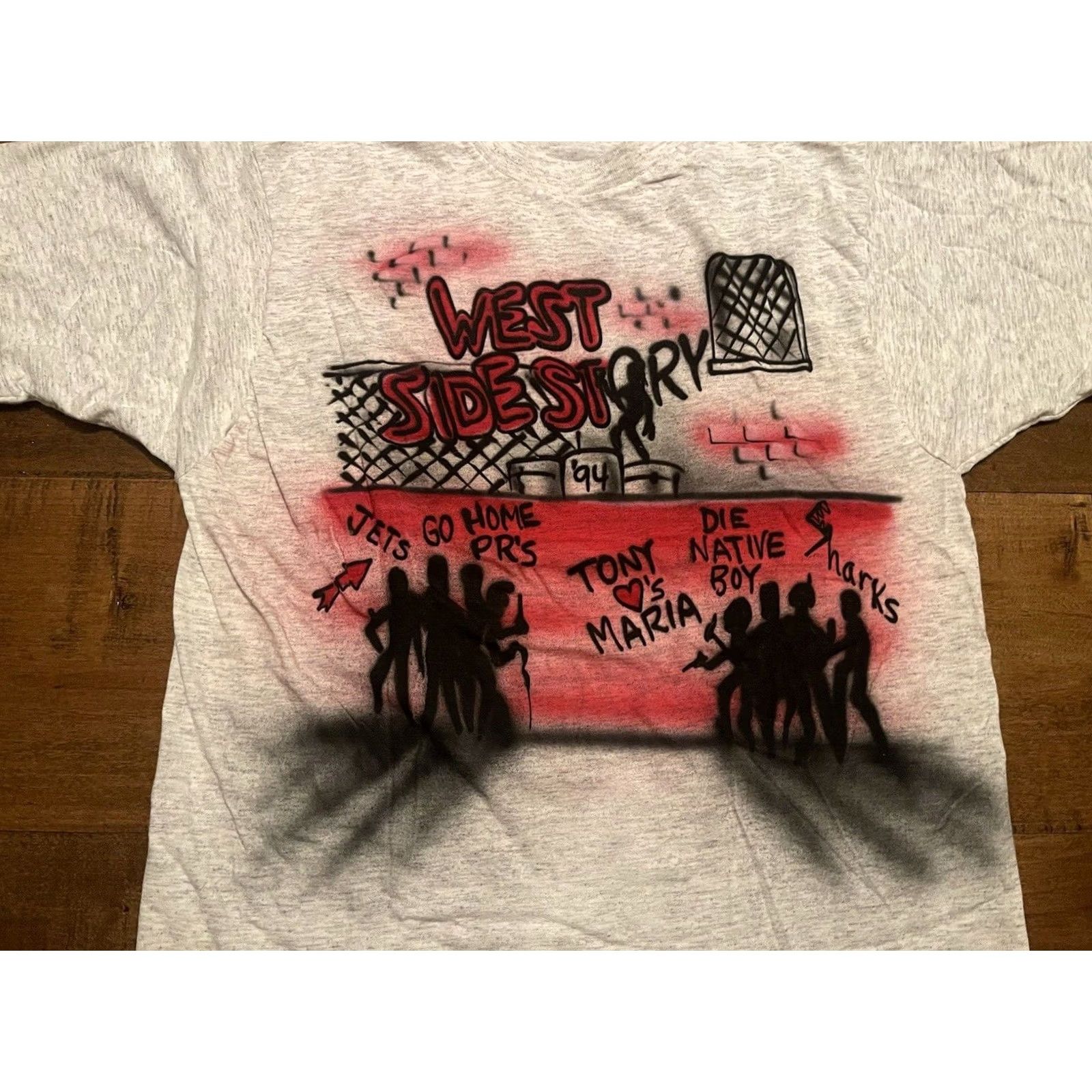 Vintage VINTAGE West Side Story 1994 T-Shirt Air Brushed Design Single Stitch Adult L Gray BVD Shirt Men Stitch 1990s Mens Size US L / EU 52-54 / 3 - 2 Thumbnail