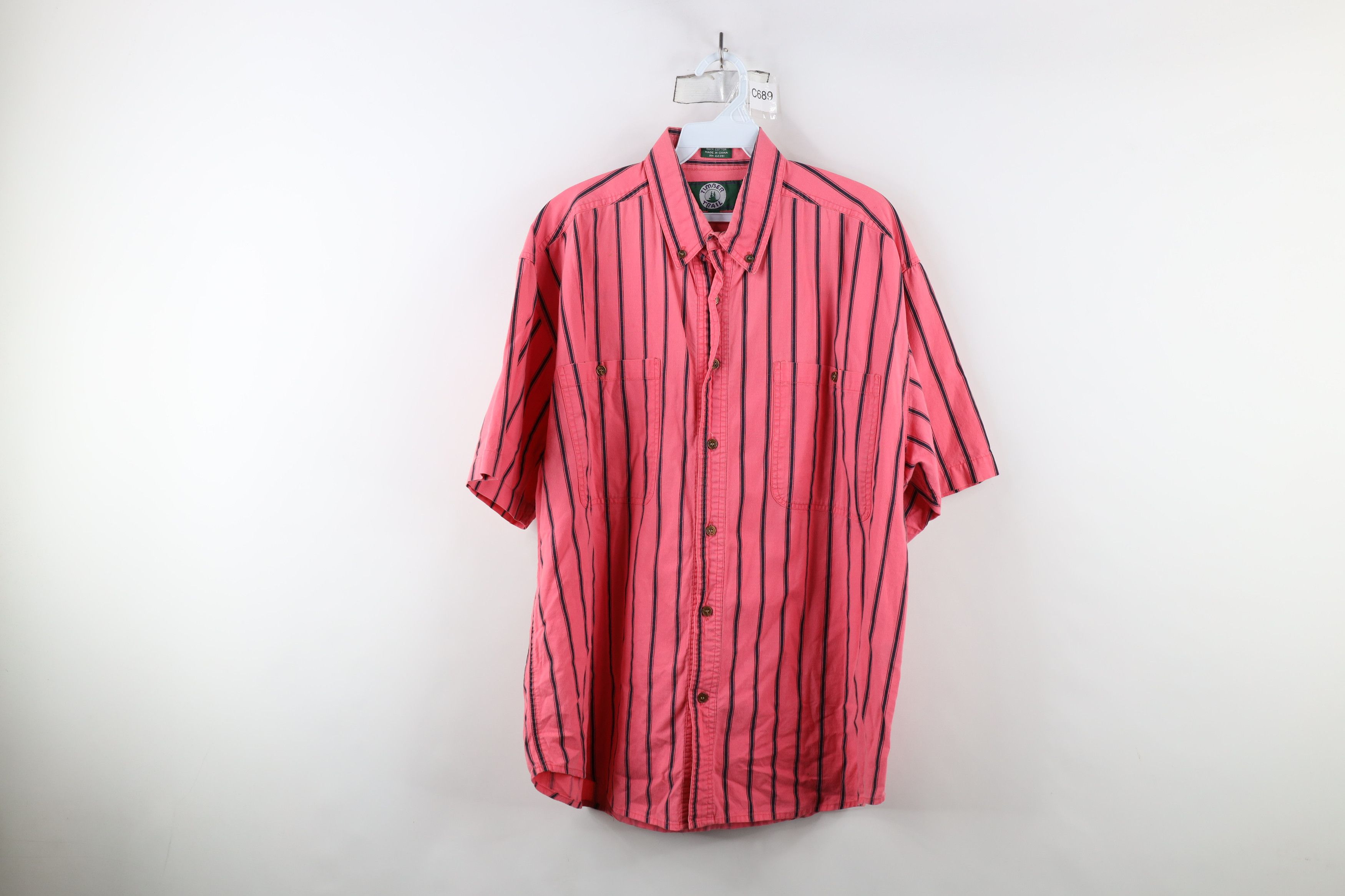 Vintage Vintage 90s Streetwear Striped Big Pocket Button Down Shirt Size US L / EU 52-54 / 3 - 1 Thumbnail