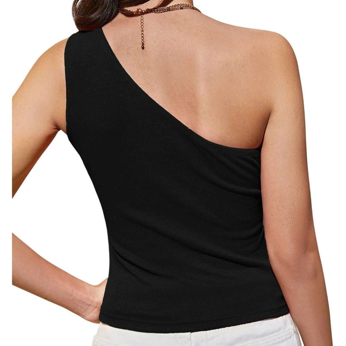 Shein One Shoulder Crop Top in Black, Size M Size M / US 6-8 / IT 42-44 - 2 Thumbnail