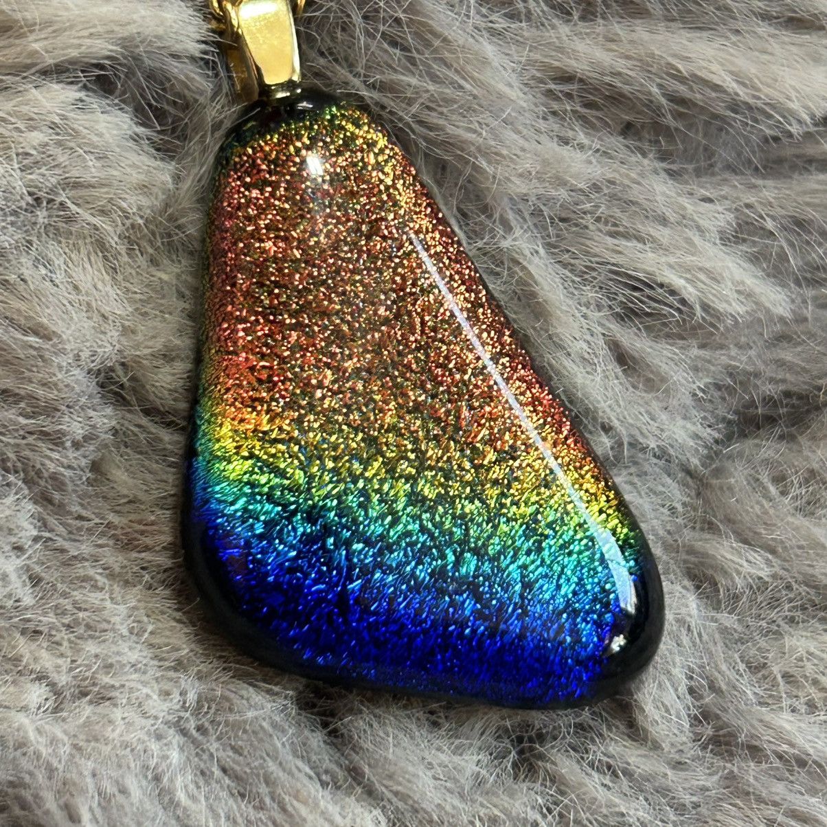 Handmade Handcrafted dichroic sparkle pendant on chain necklace Size ONE SIZE - 9 Thumbnail