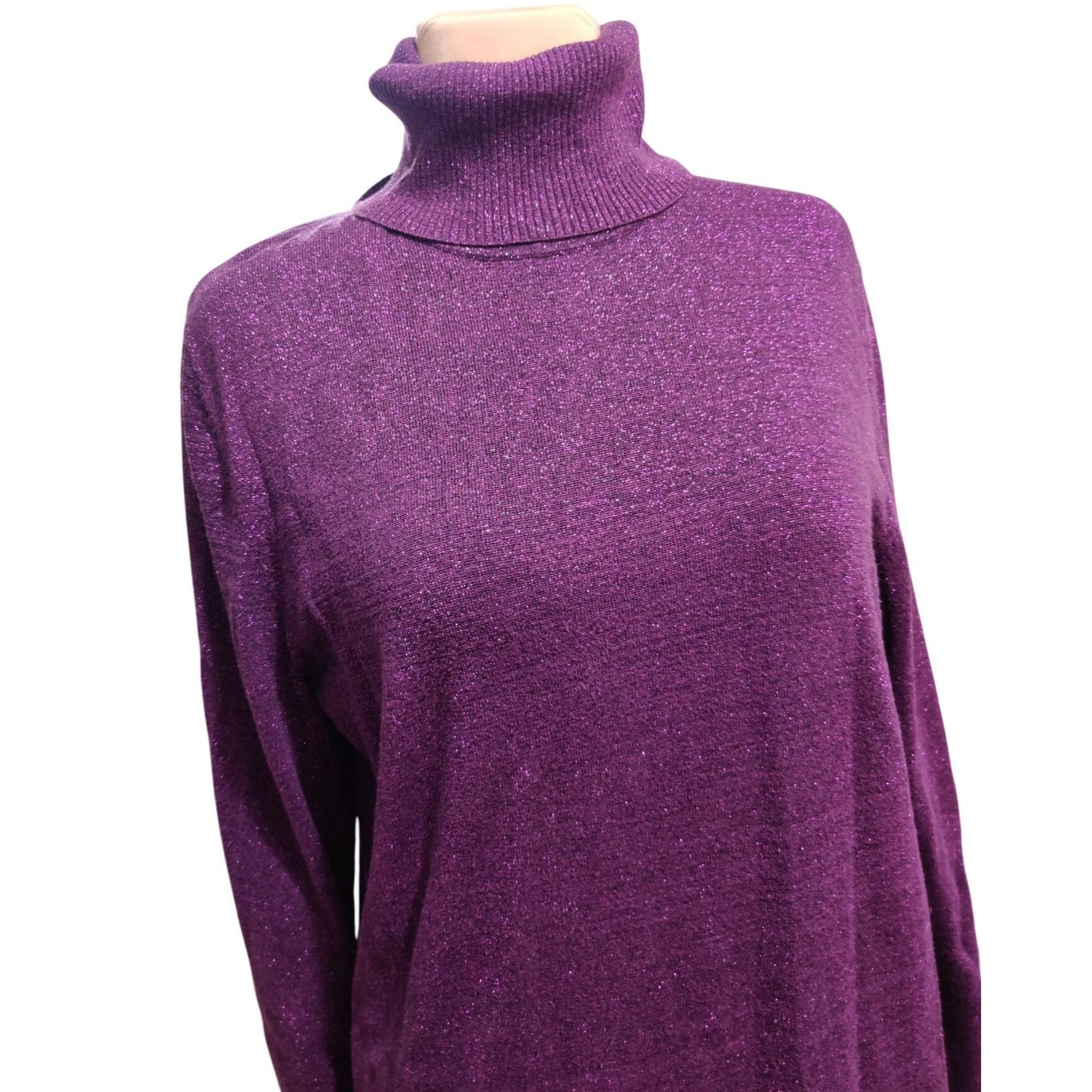 Other Plus Size 2X Womens Purple Sweater Metallic Shimmer Turtlene Size XXL / US 16-18 / IT 52-54 - 9 Thumbnail