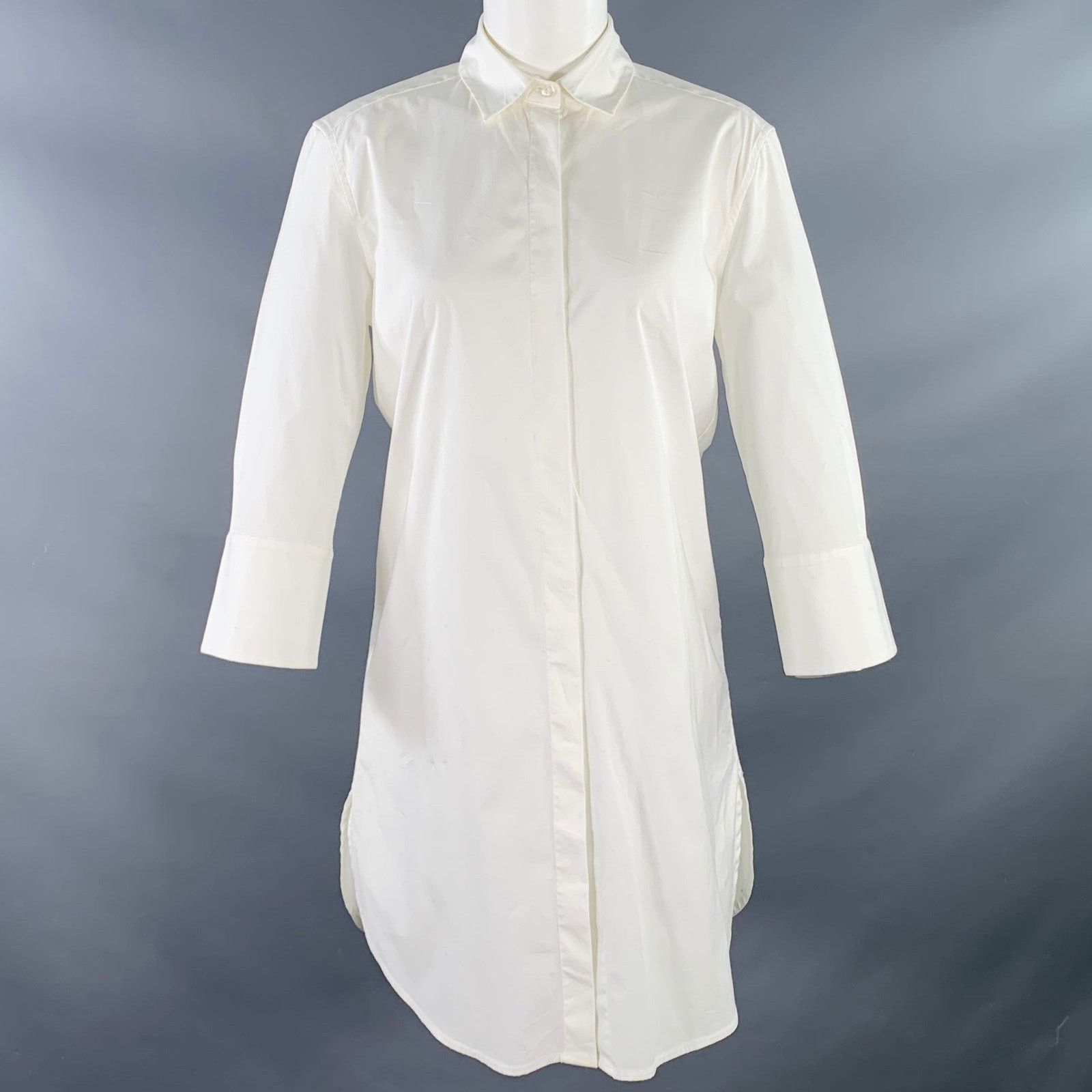 Other JARBO White Cotton Hidden Buttons 3/4 Sleeves Shirt Dress Size XS / US 0-2 / IT 36-38 - 1 Thumbnail