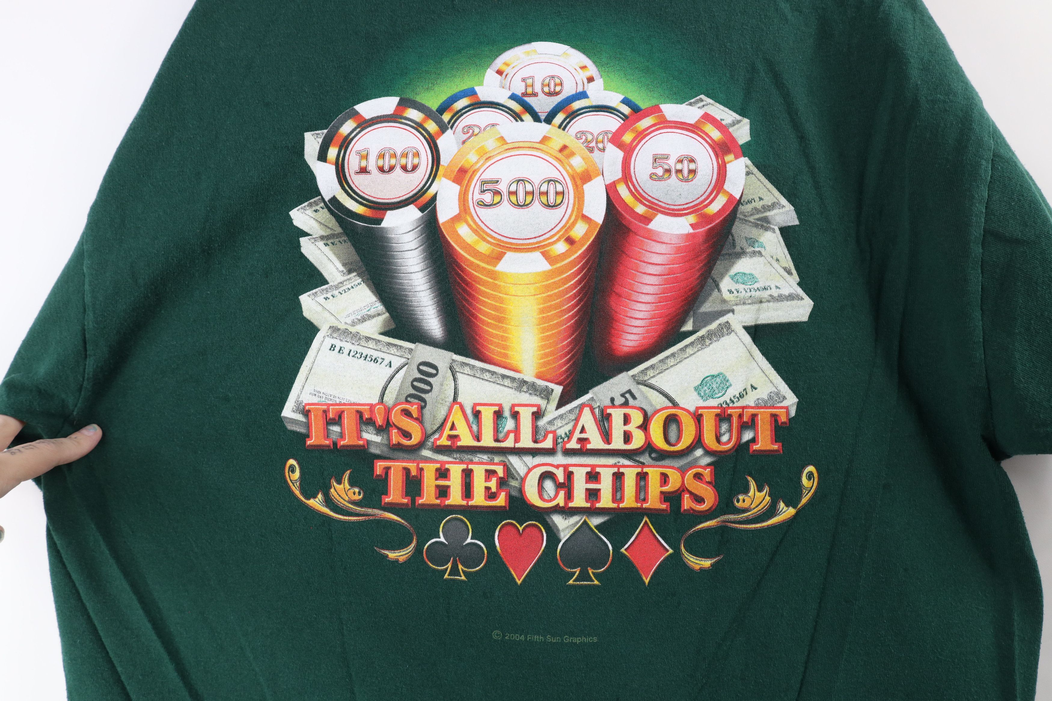 Vintage Vintage Y2K 2004 Out 5 Aces Poker Room Gambling T-Shirt Size US XL / EU 56 / 4 - 7 Thumbnail