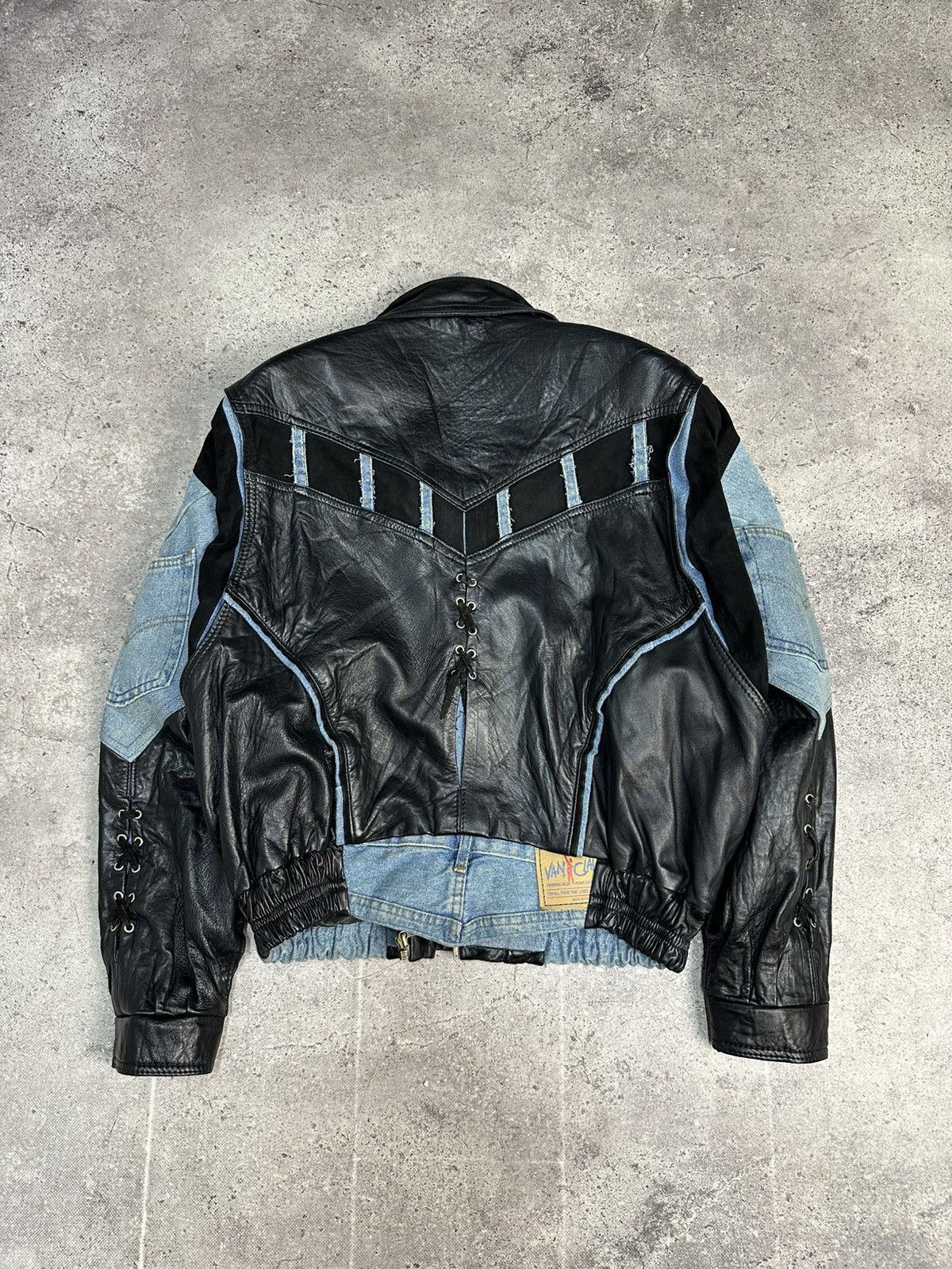 Vintage Vintage Junya Watanabe Style Leather Denim Jacket Rick Owens Size US L / EU 52-54 / 3 - 13 Thumbnail