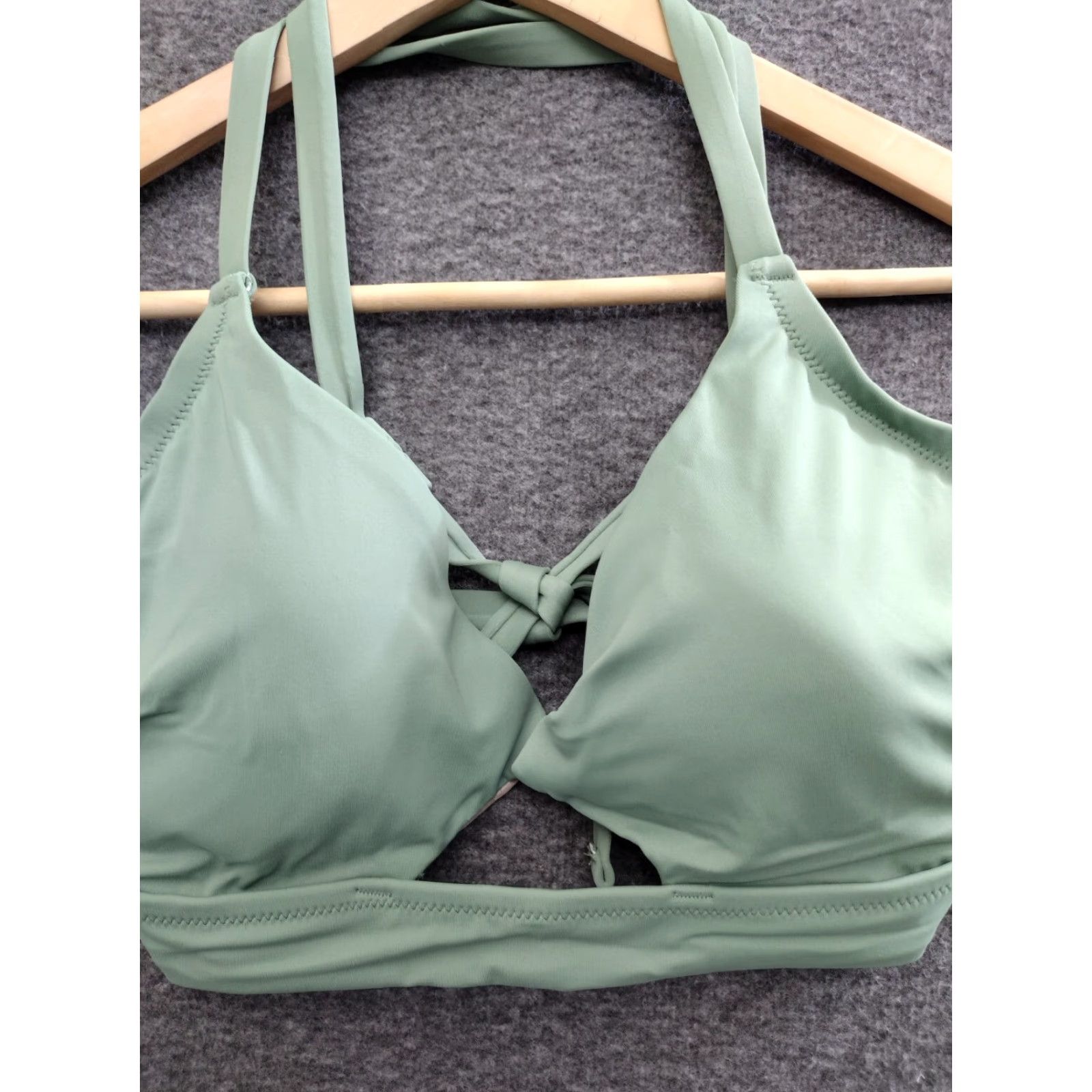 Vintage Shade & Shore Bikini Top Women's Green Keyhole Spaghetti Padded DD 36DD Beach Leopard Nylon Polyester Spandex Top Size XS / US 0-2 / IT 36-38 - 3 Thumbnail