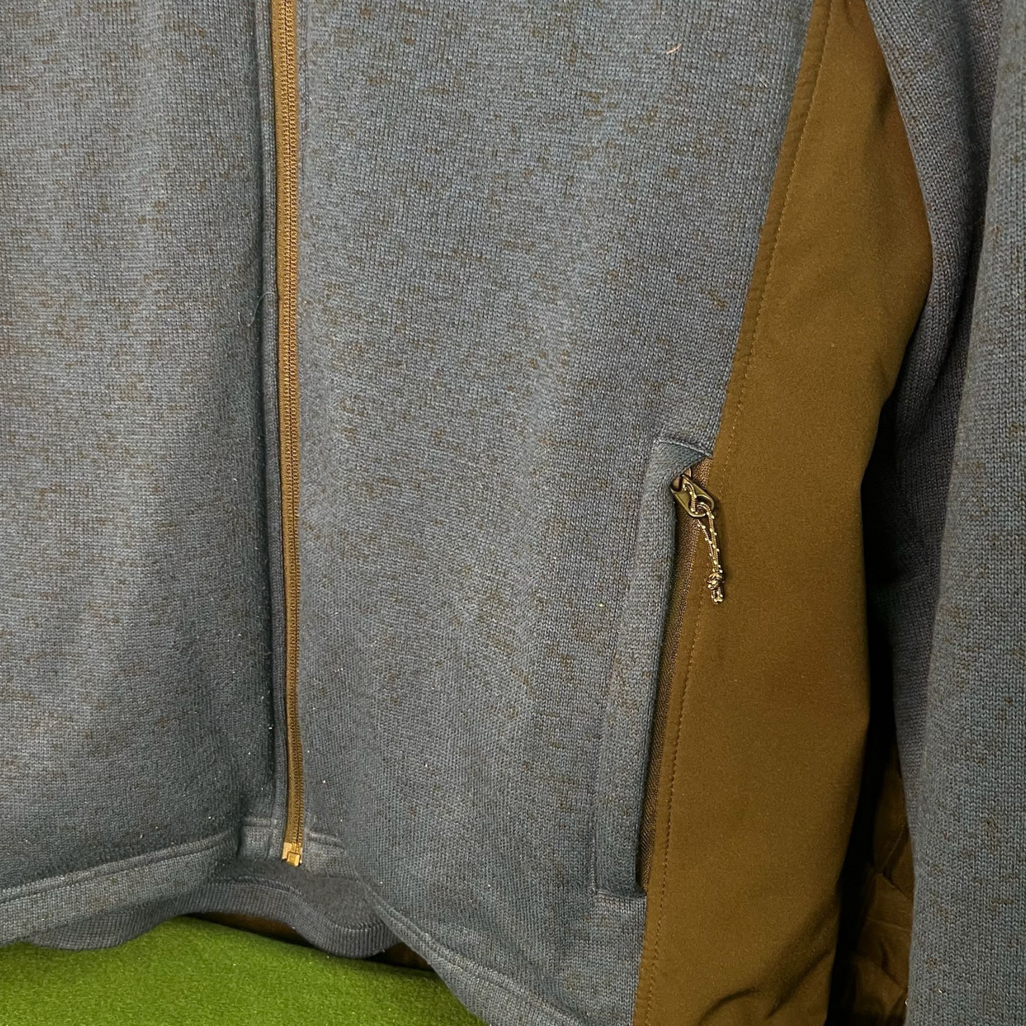 Other Gerry Mens Mixed Media Knit Full Zip Jacket XL Blue & Brown Size US XL / EU 56 / 4 - 4 Thumbnail