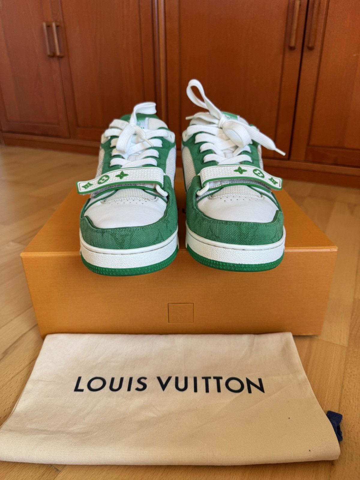 Louis Vuitton Louis Vuitton LV Trainer Velcro Strap Green Denim Size US 10 / EU 43 - 6 Thumbnail