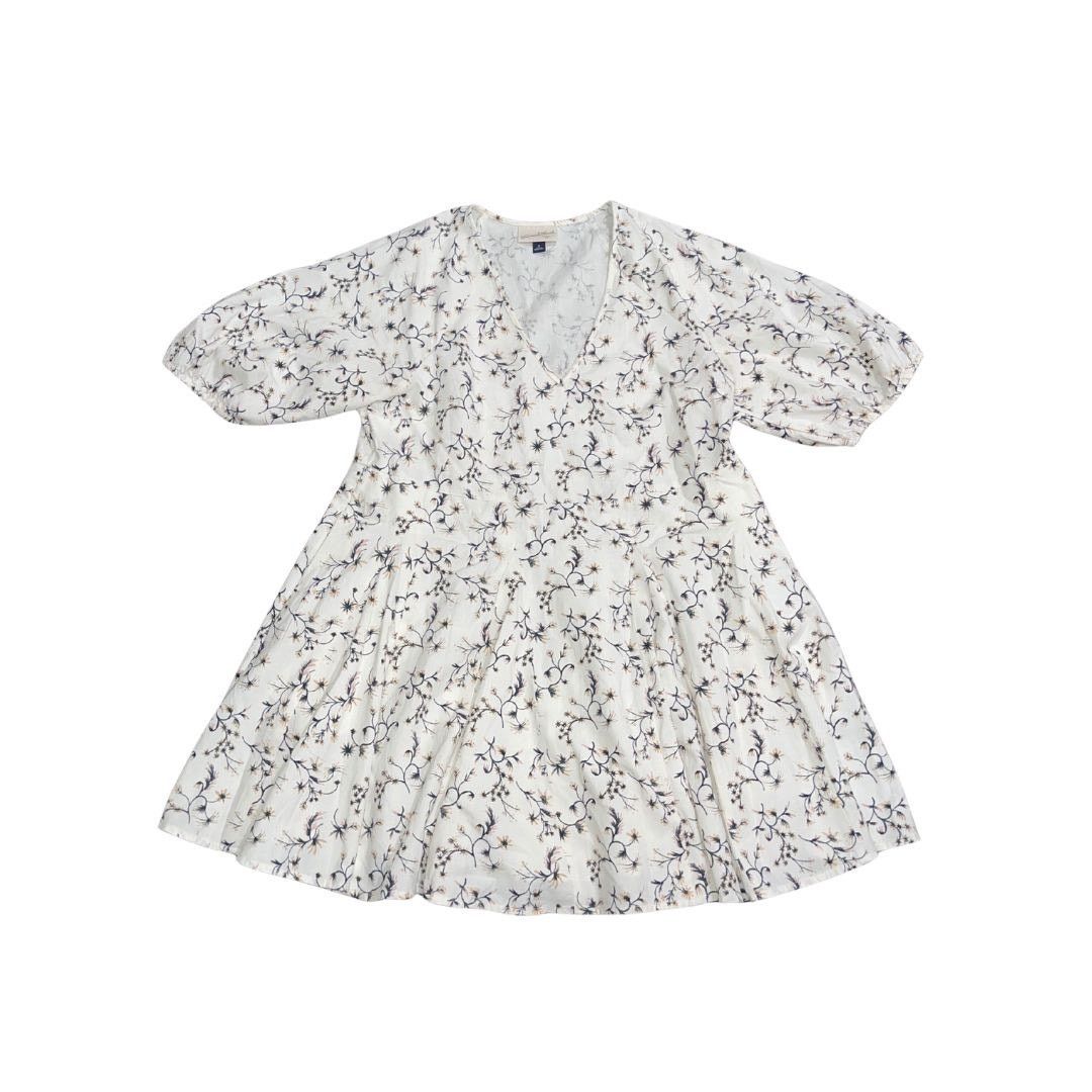 Target Basics Universal Threat V-Neck Floral Dress Puff Sleeves Babydoll Size M / US 6-8 / IT 42-44 - 2 Thumbnail