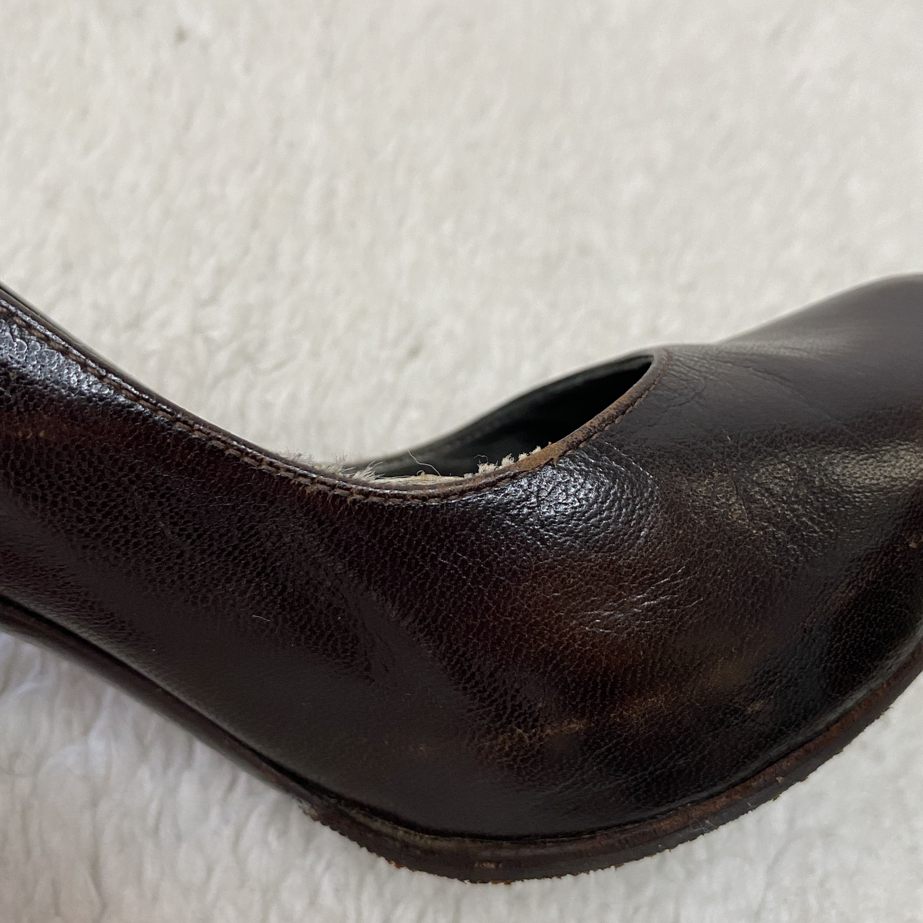 Salvatore Ferragamo Vintage Salvatore Ferragamo Brown Leather Wooden Heel Pumps Size US 6.5 / IT 36.5 - 8 Thumbnail