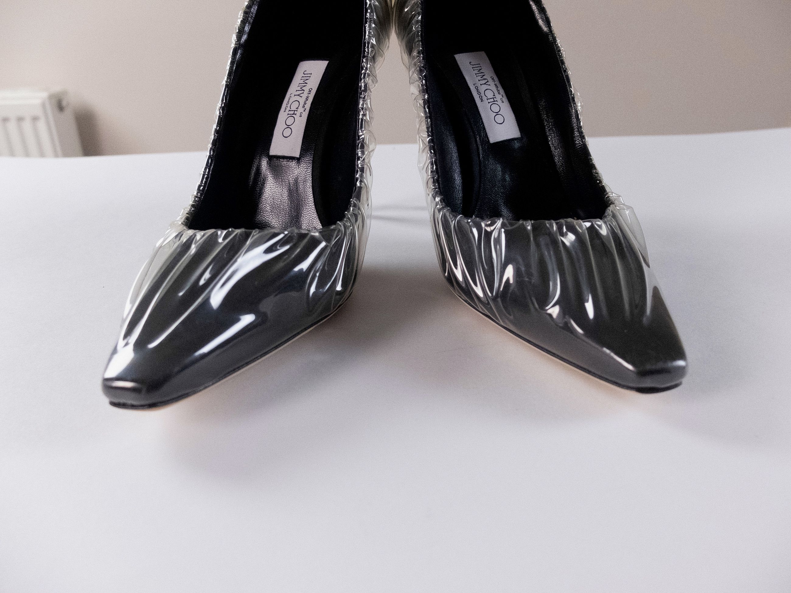 Jimmy Choo JIMMY CHOO x OFF-WHITE Anne black satin fabric PVC pumps 40 Size US 10 / IT 40 - 5 Thumbnail