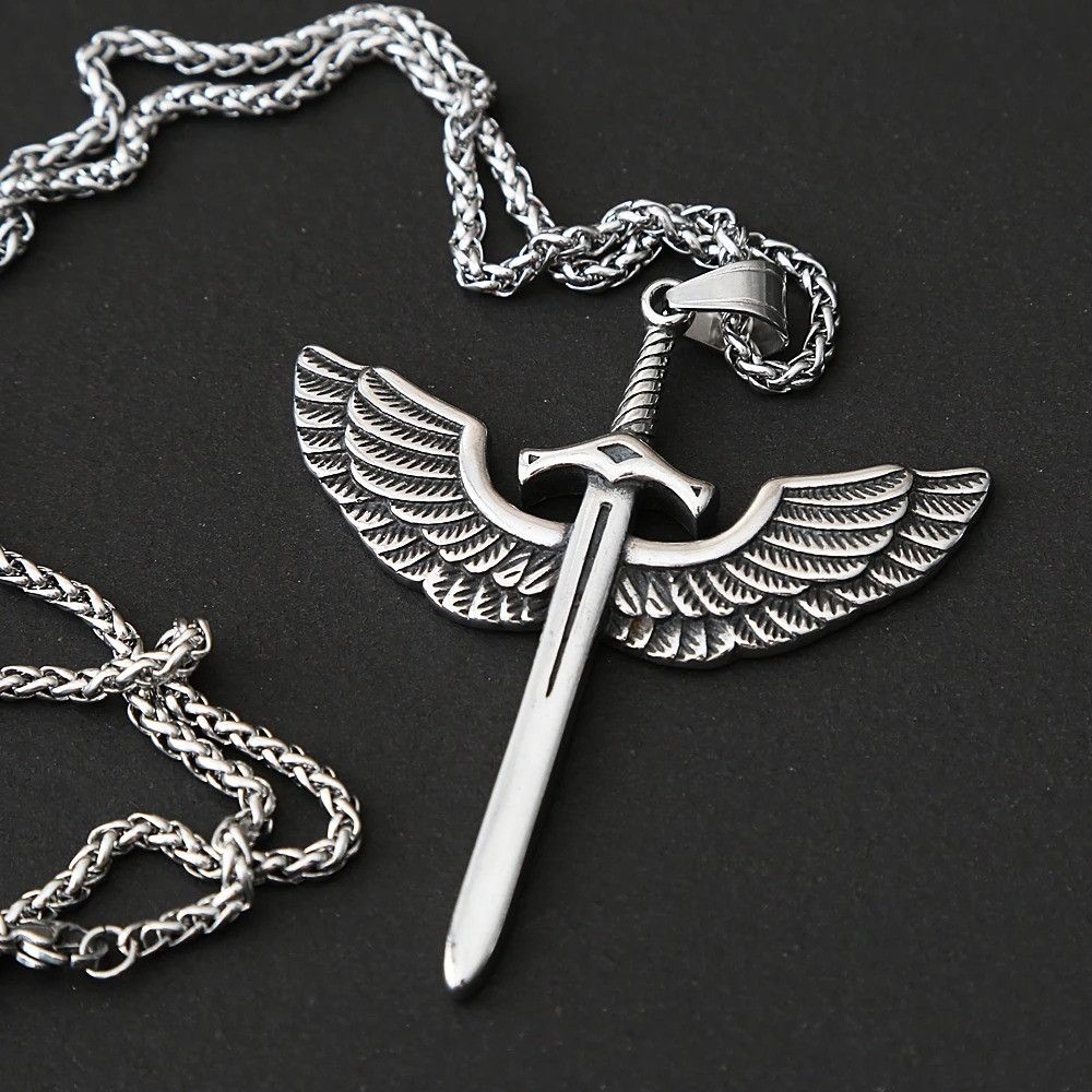 Other Vintage Angel Sword Cross Pendant Necklace Size ONE SIZE - 3 Thumbnail