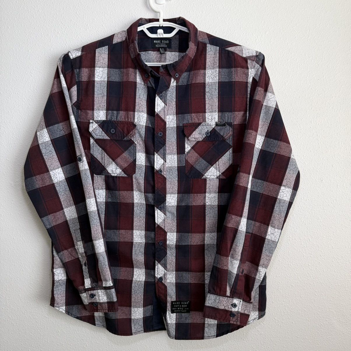 Marc Ecko Marc Ecko Shirt Mens XL Red Blue Plaid Button Up Long Sleeve Size US XL / EU 56 / 4 - 1 Thumbnail