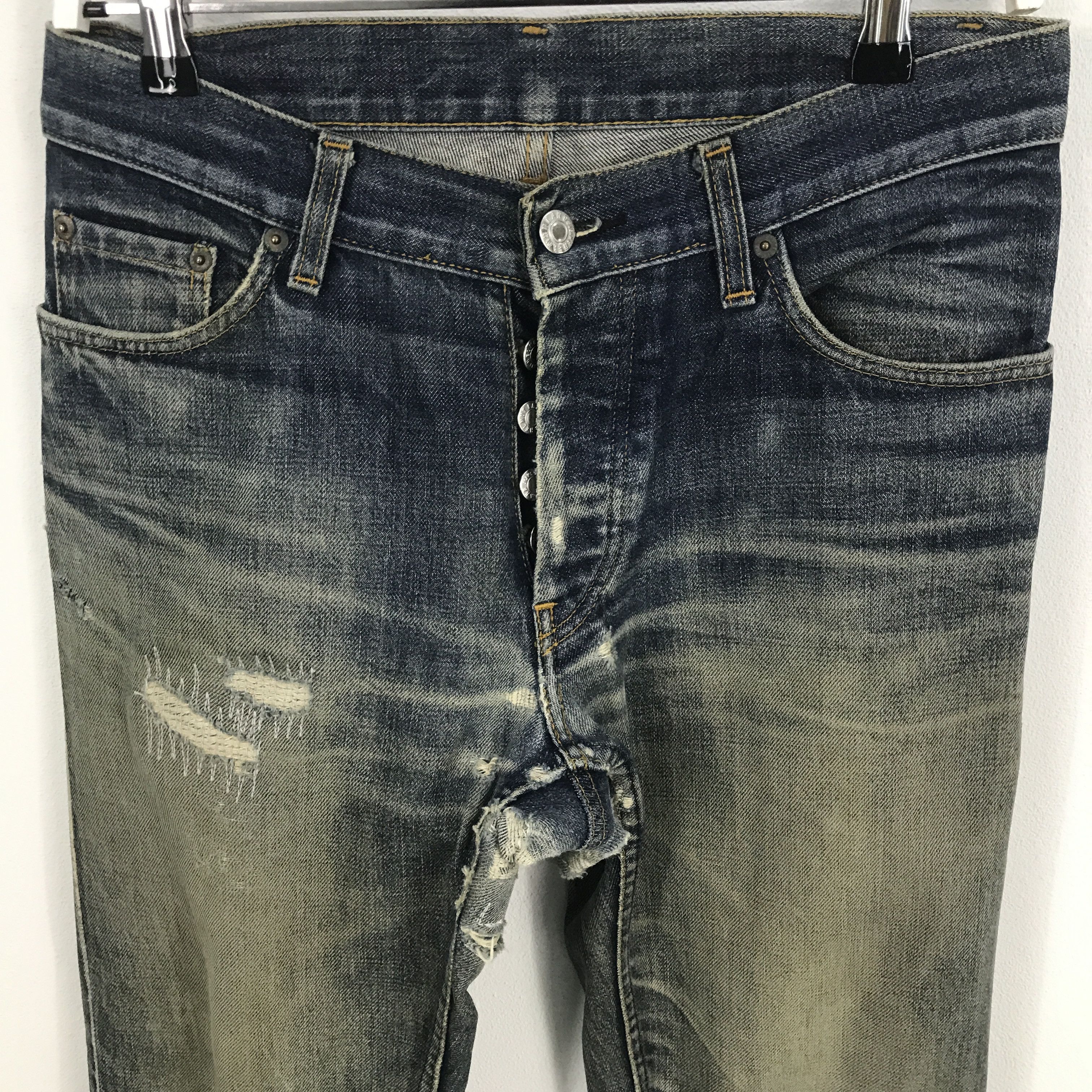 Helmut Lang × Vintage RARE🔥Helmut lang distressed denim pants Size US 30 / EU 46 - 2 Thumbnail