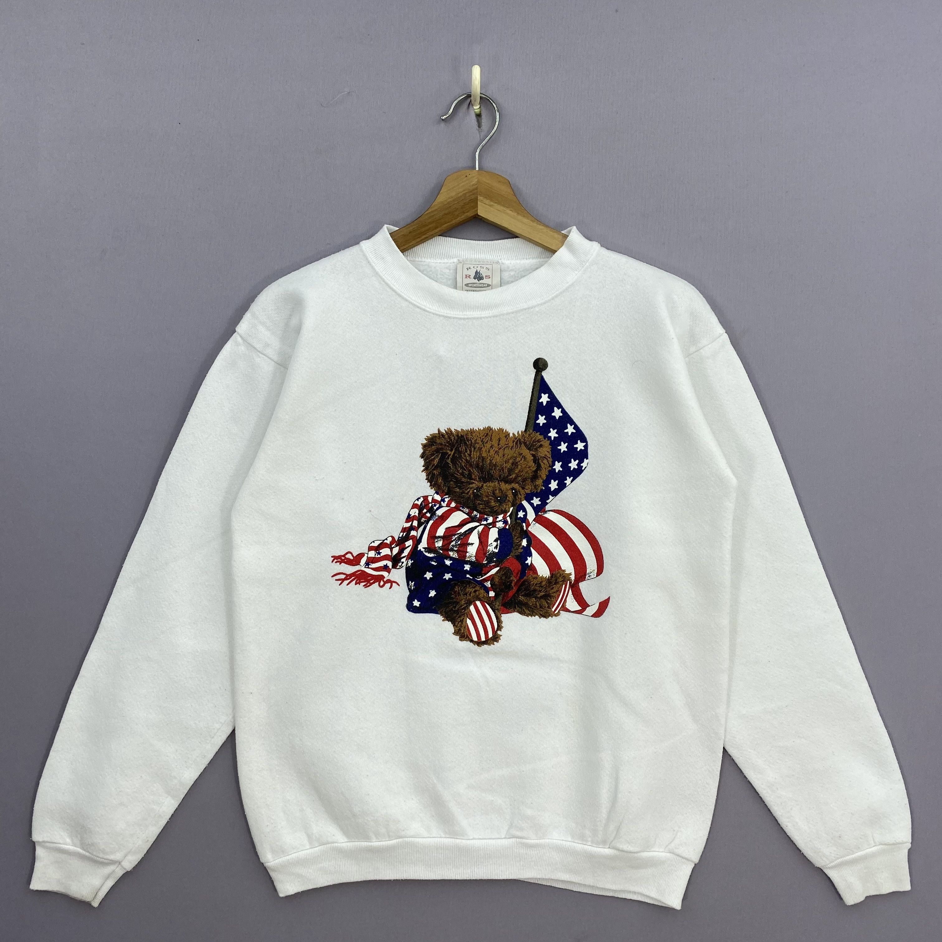 Vintage Vintage 90s Ross Sportswear Sweater Patriotic Teddy Bear Size S / US 4 / IT 40 - 2 Thumbnail