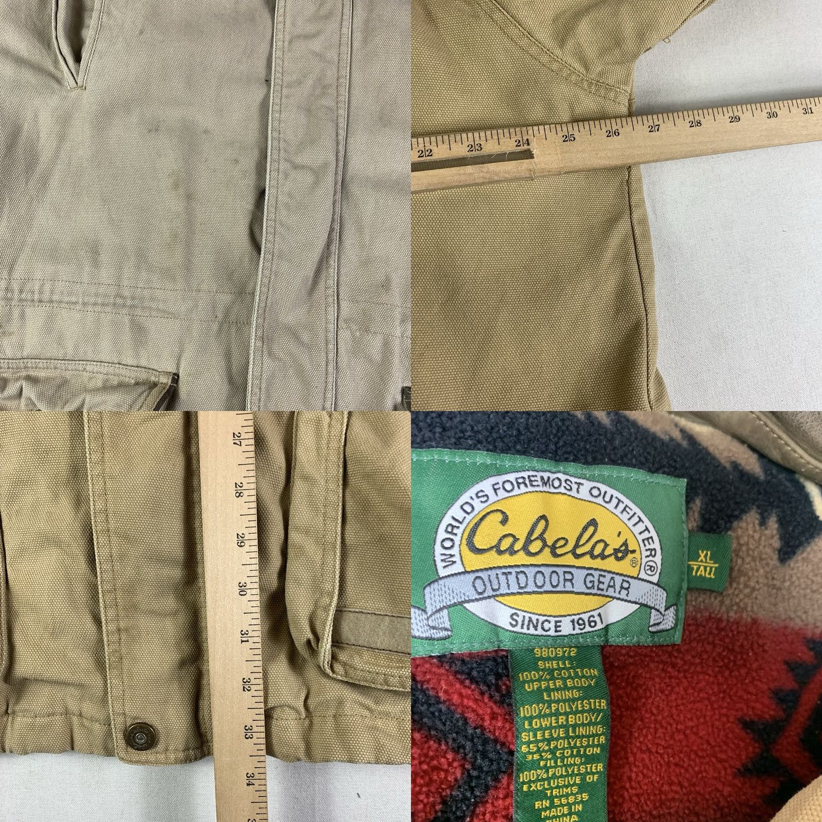 Vintage VINTAGE Cabela's Jacket Mens XL Tall Aztec Lined Fleece Hunting Outdoors Canvas Jacket Size US XL / EU 56 / 4 - 8 Thumbnail