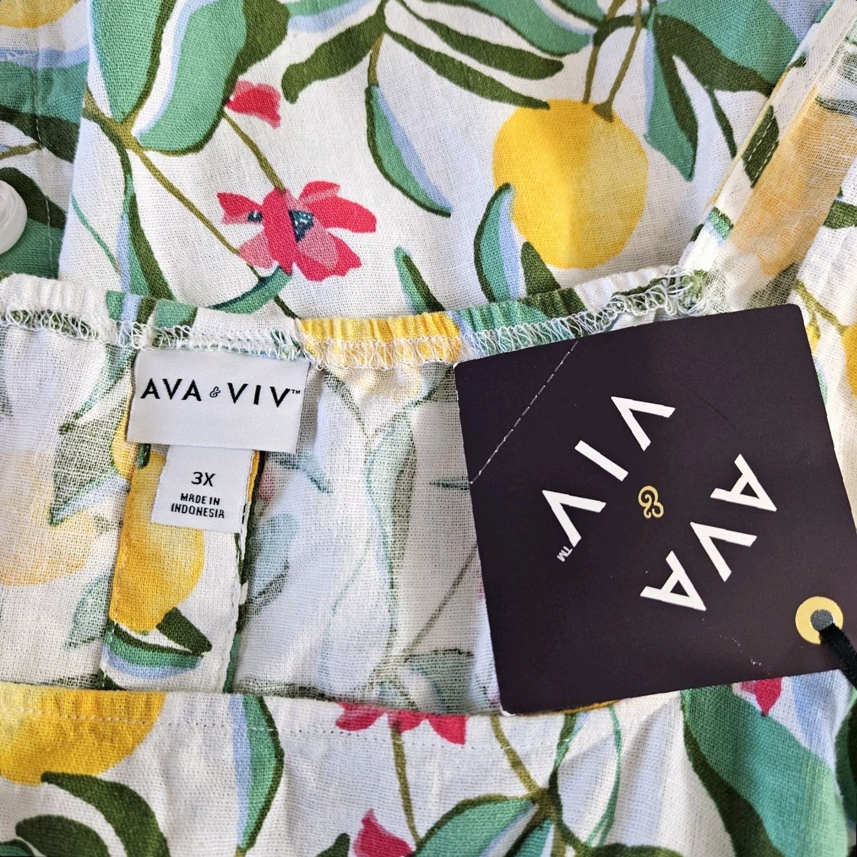Vintage Ava & Viv Tank Top Womens 3X Yellow Linen Blend Rayon Print Size XXL / US 16-18 / IT 52-54 - 5 Thumbnail