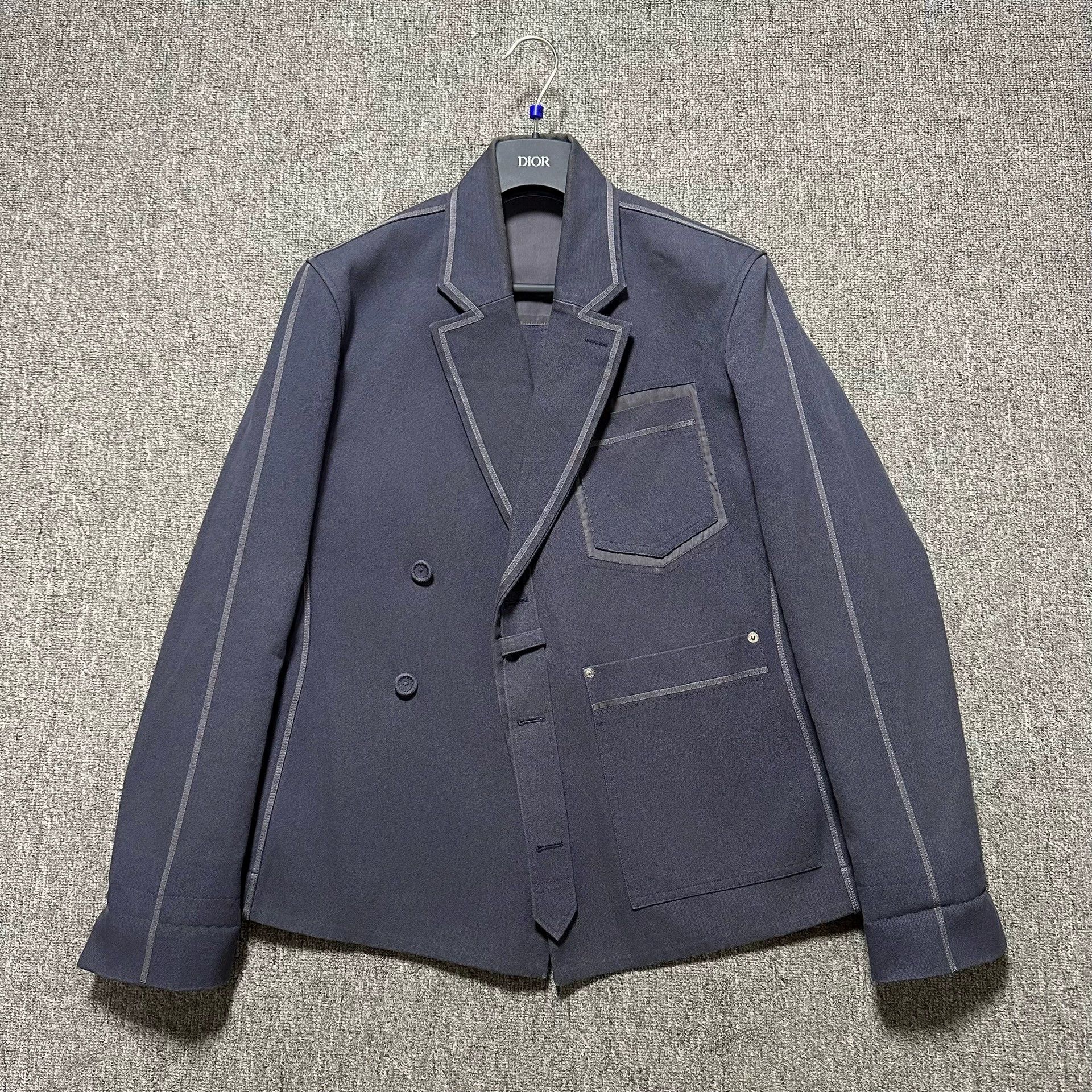 Dior Dior Navy Blue Suit Jacket with Tie Size US M / EU 48-50 / 2 - 2 Thumbnail