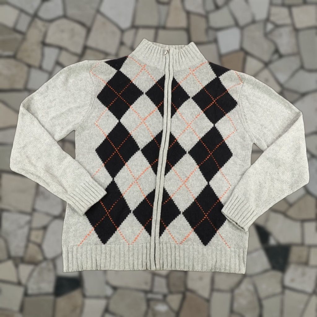 Paul & Shark VINTAGE Paul & Shark Sweater Full Zip Casual Mens 2XL Wool Gray Argyle 90s Outdoor Size US XXL / EU 58 / 5 - 1 Thumbnail