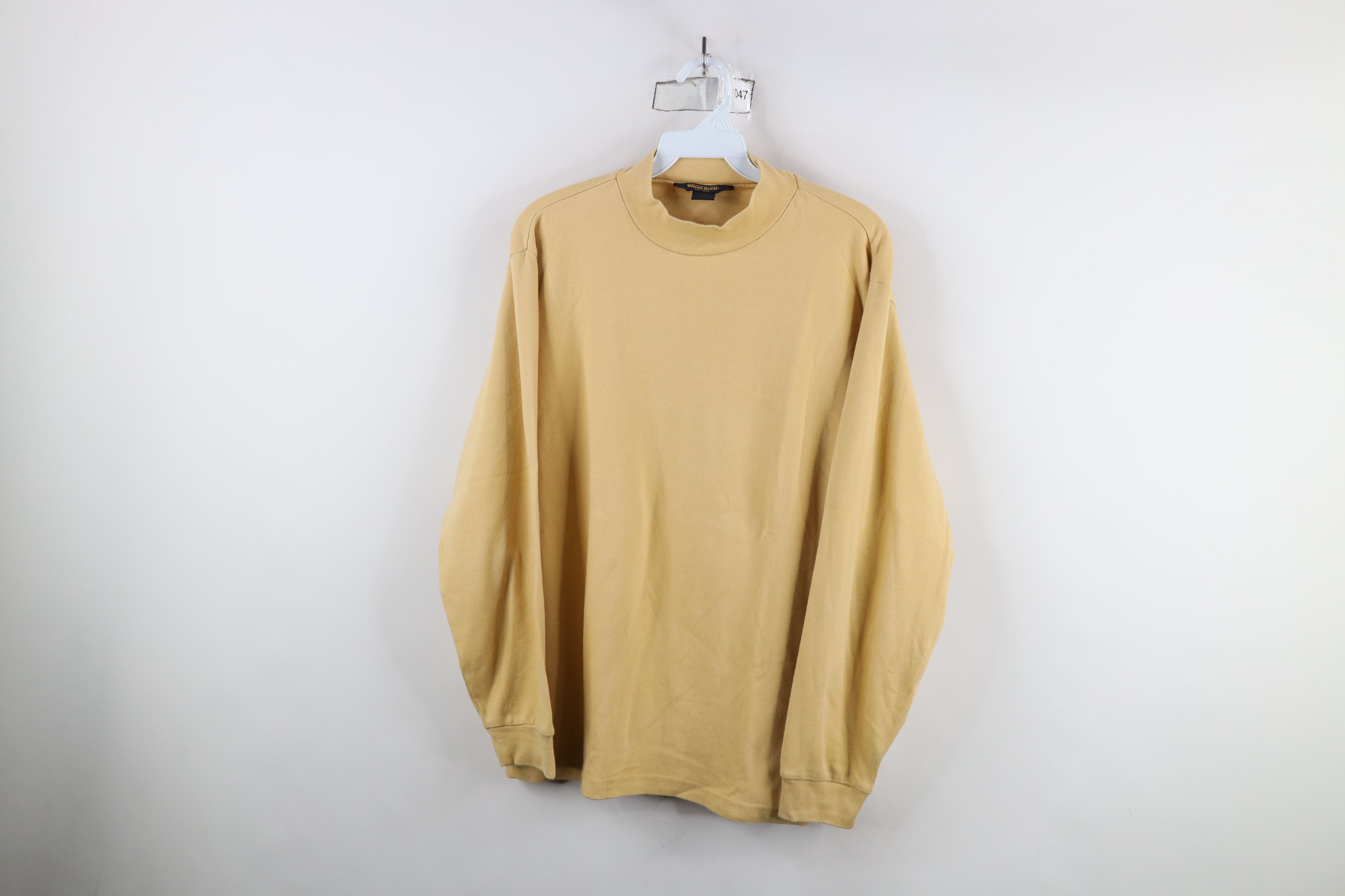 Vintage × Woolrich Woolen Mills Vintage 90s Woolrich Blank Mock Neck T-Shirt Cotton Beige Size M / US 6-8 / IT 42-44 - 1 Thumbnail