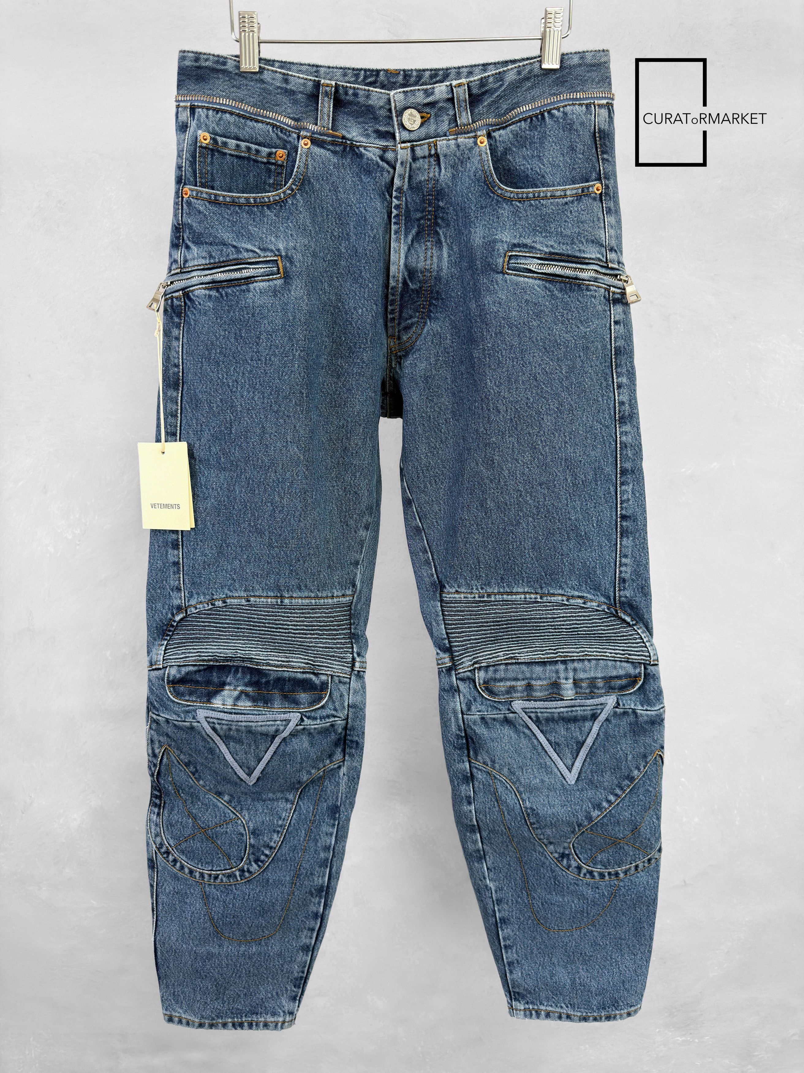 Jeans VETEMENTS Biker Denim – Taille S – Bleu – Homme – Neuf Avec étiquettes