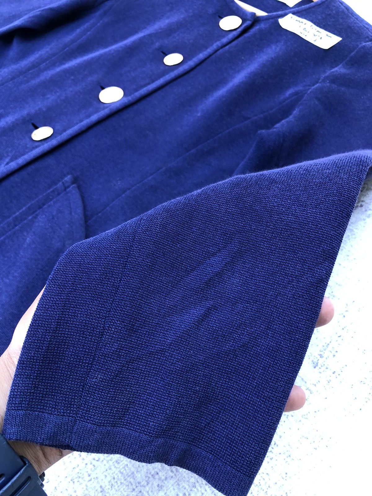 Designer × Vintage × Yves Saint Laurent 🔴YSL/Yves Saint Laurent Navy Blue Pattern Cardigan Size S / US 4 / IT 40 - 6 Thumbnail