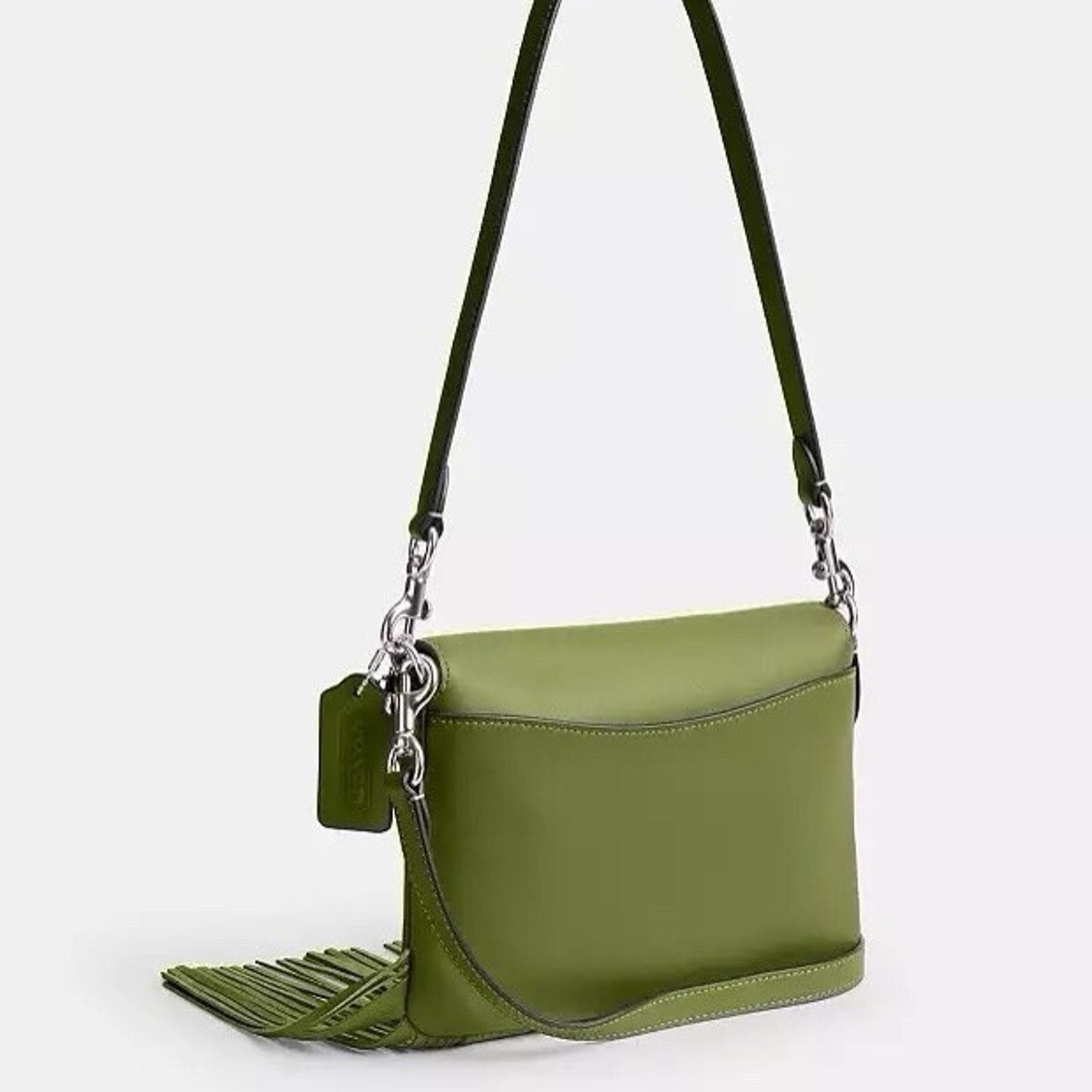 Coach NWT Coach 1964 Fringe Bag Dark Lime Leather CU033 Size ONE SIZE - 10 Thumbnail