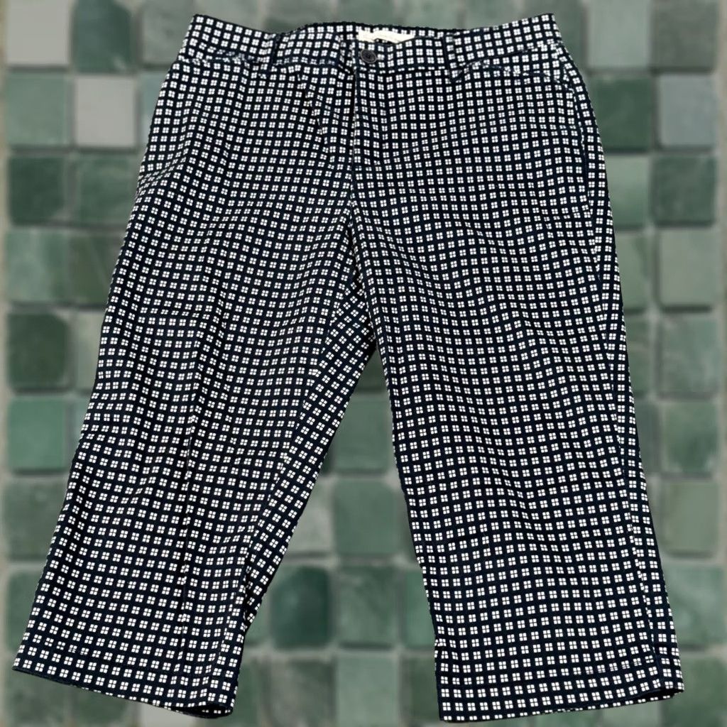 Gloria Vanderbilt Gloria Vanderbilt Womens Anita Capri Pants Size 6 Navy Blue White Geometric Print Office Size 28" / US 6 / IT 42 - 1 Thumbnail