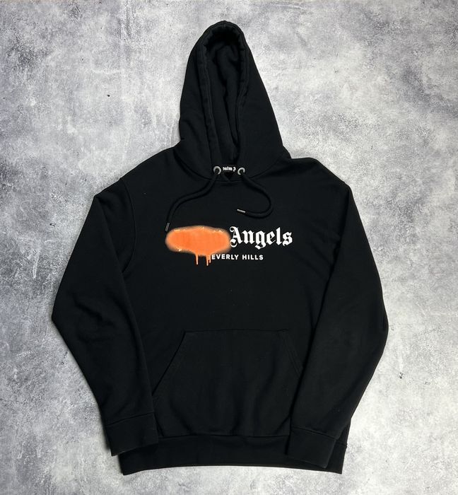 Palm Angels Black Aspen Heart Sprayed Hoodie Palm Angels