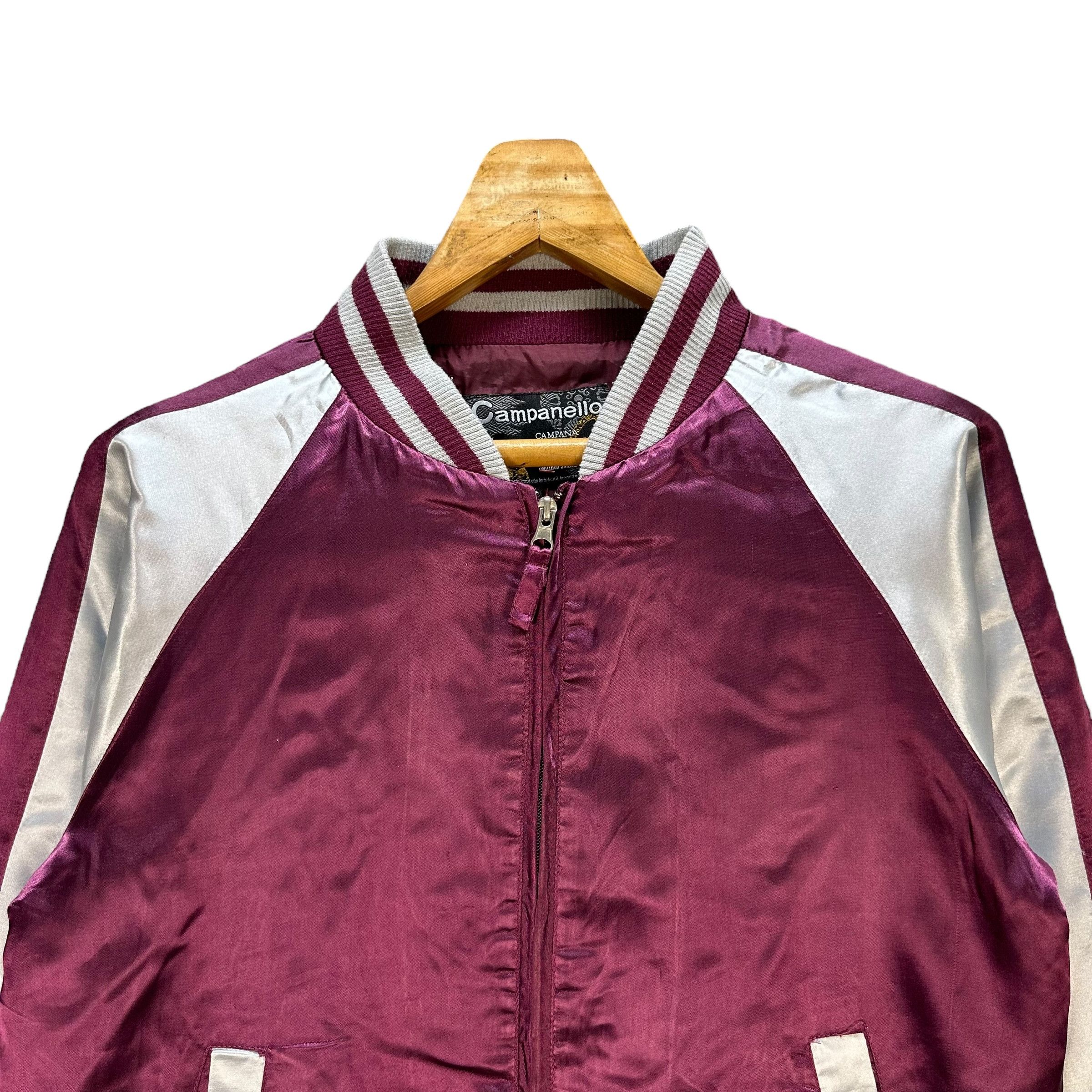Japanese Brand CAMPANELLO Magenta Satin Sukajan Bomber Jacket #A39-0884 Size US L / EU 52-54 / 3 - 2 Thumbnail