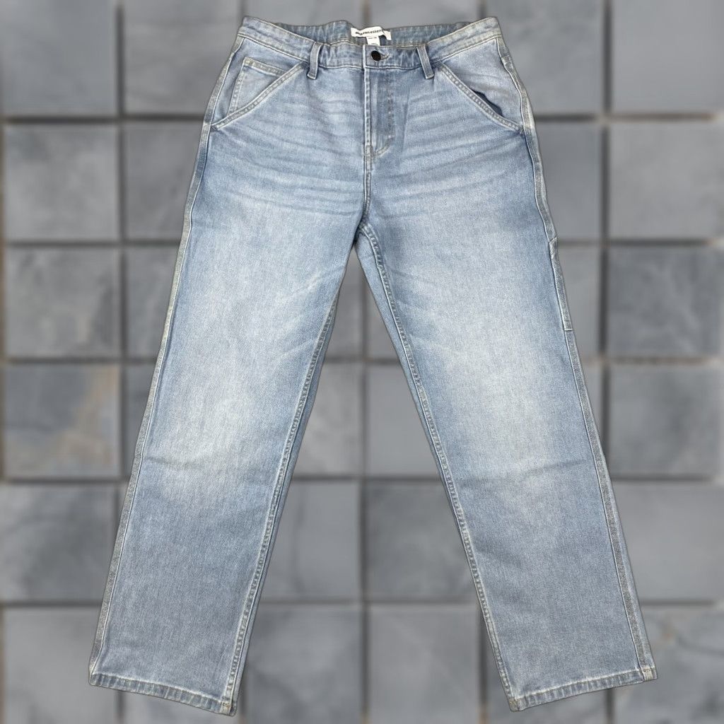 Essentials Amazon Jeans Mens 34X30 Blue Straight Leg Pockets Light Denim Slim 5-Pocket Design Belt Loops Size US 34 / EU 50 - 1 Thumbnail