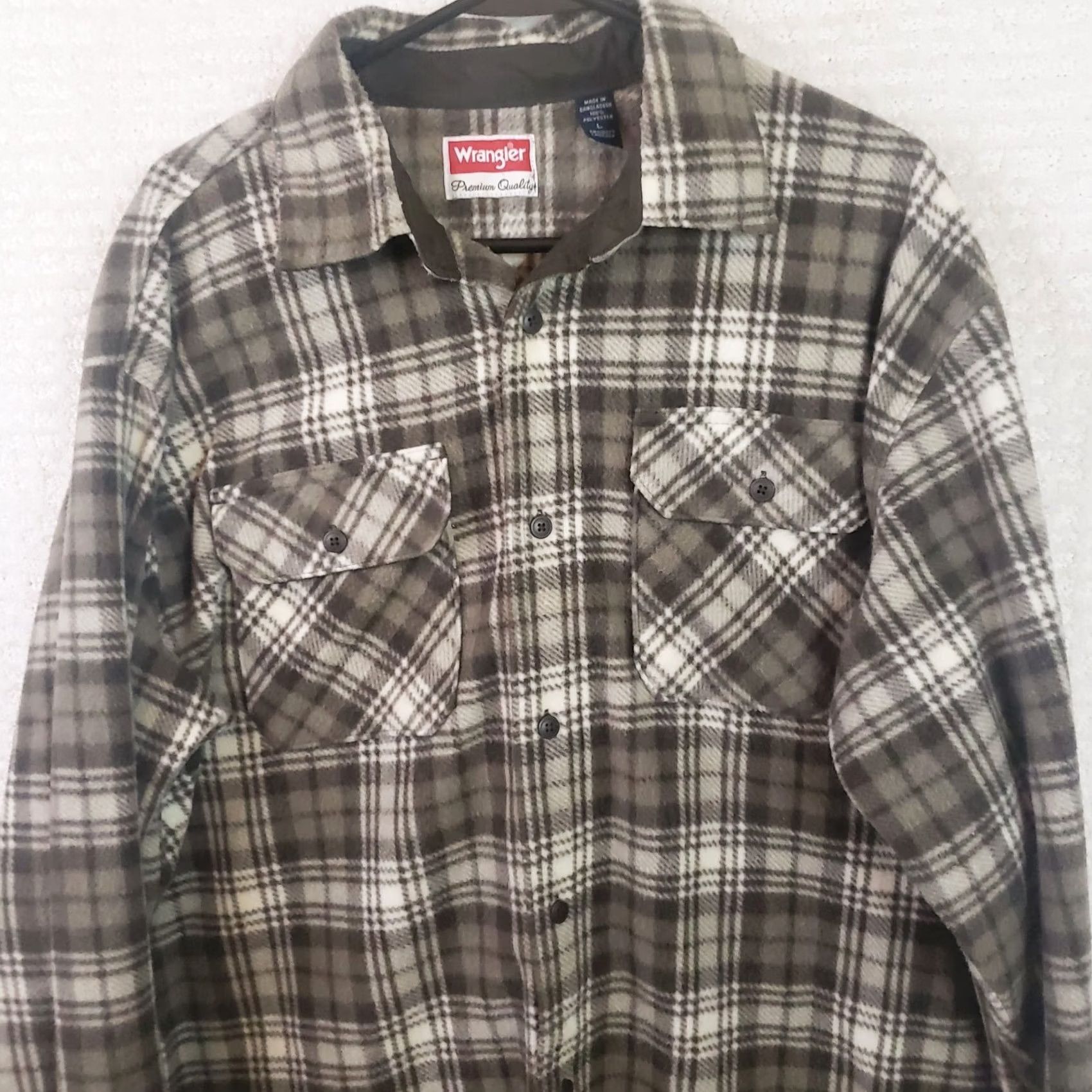 Wrangler Wrangler Shirt Mens Large Brown Plaid Fleece Flannel Button Up Shacket Size US L / EU 52-54 / 3 - 2 Thumbnail
