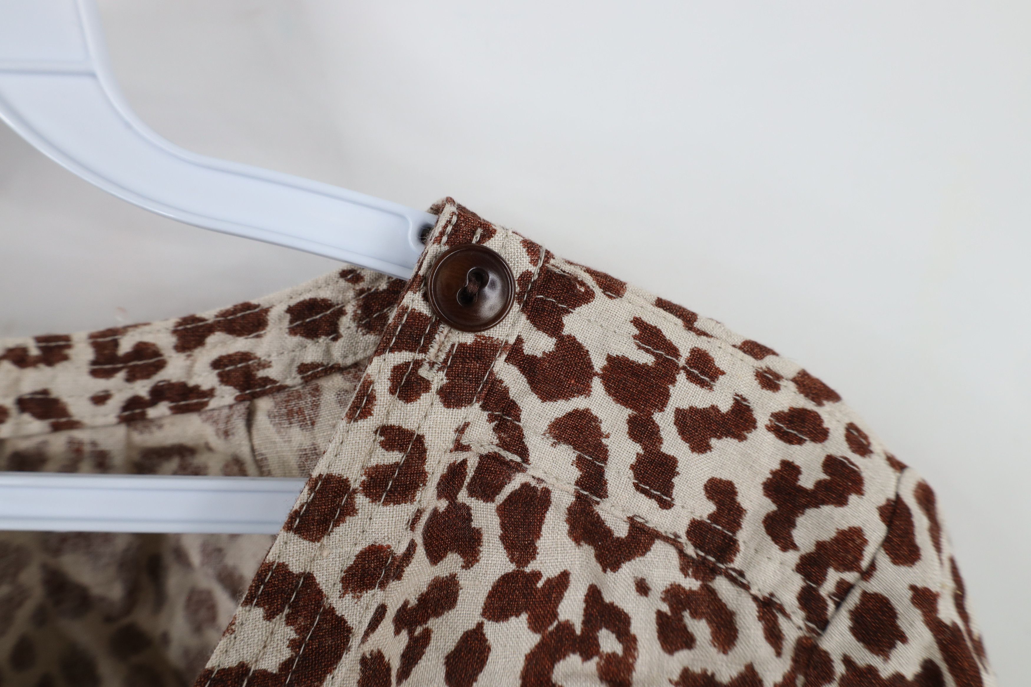 J.Crew × Vintage J Crew Leopard Print Linen Long Sleeve Blouse Shirt Top Size L / US 10 / IT 46 - 4 Thumbnail