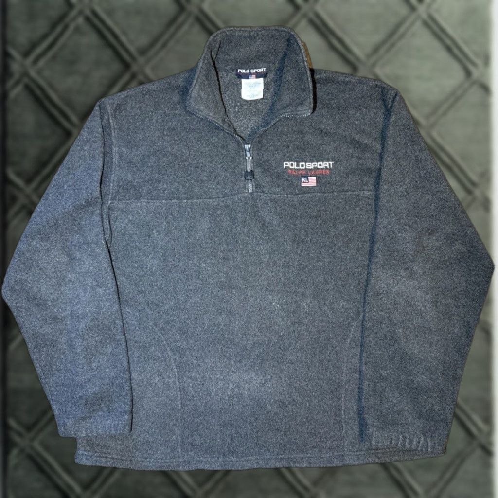 Polo Ralph Lauren VINTAGE Ralph Lauren Sport Polo Shirt Sweatshirt Gray XL Mens 90s Quarter Zip Fleece Pullover Size US XL / EU 56 / 4 - 1 Thumbnail