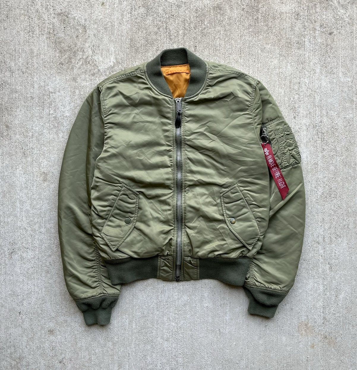 image of Vintage 70’S Alpha Industries Ma-1 Flight Bomber Jacket in Miltary Green, Men's (Size Medium)
