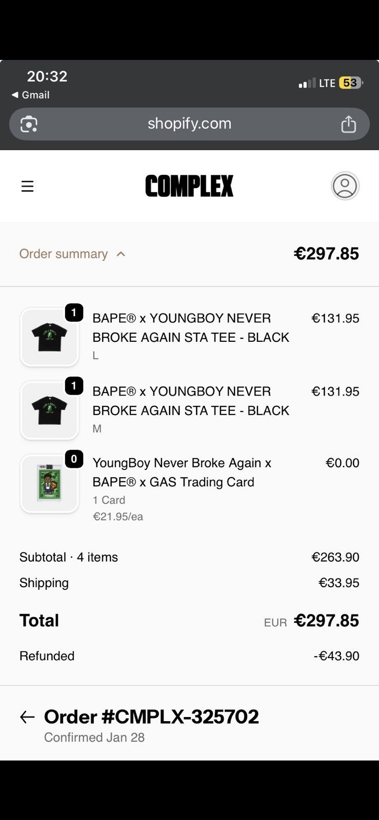 Bape NBA Youngboy x Bape T-Shirt Size US L / EU 52-54 / 3 - 11 Thumbnail