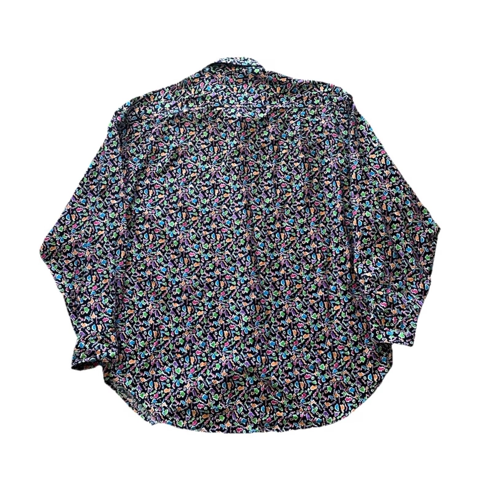 Esprit VINTAGE 90s Esprit Shirt AOP Geometric Button Down XL Black Mens Womens Unisex Adults Long Sleeve Chest 24.5” Length 29.5” Size US XL / EU 56 / 4 - 5 Thumbnail