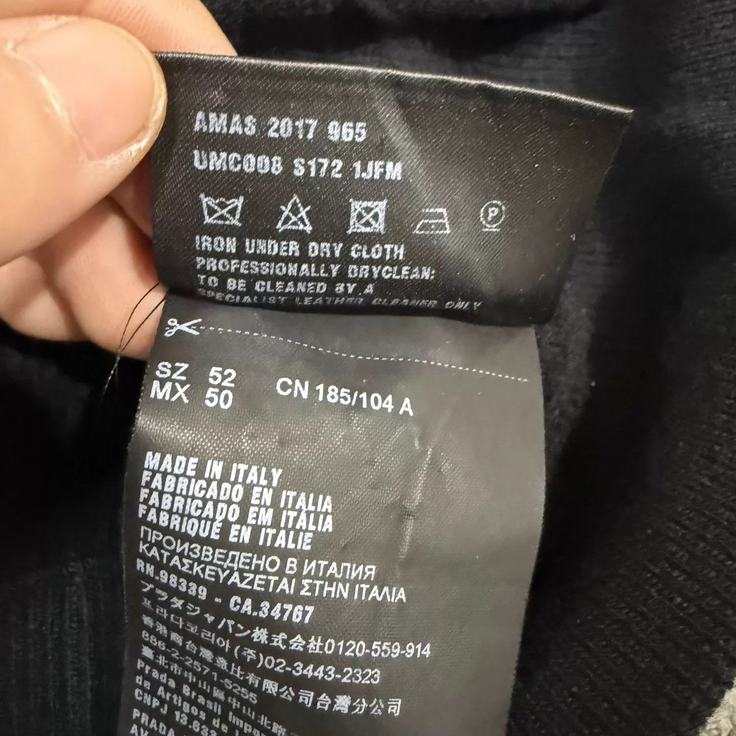 Prada Prada Black Hem Logo Wool Zipped Jacket 52 Size US L / EU 52-54 / 3 - 5 Thumbnail