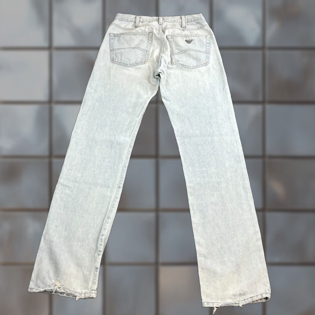 Vintage Armani Jeans Jeans Straight 28 32 Light Blue Distressed Button Fly Denim Cotton Regular Mens Jeans Size US 28 / EU 44 - 1 Thumbnail