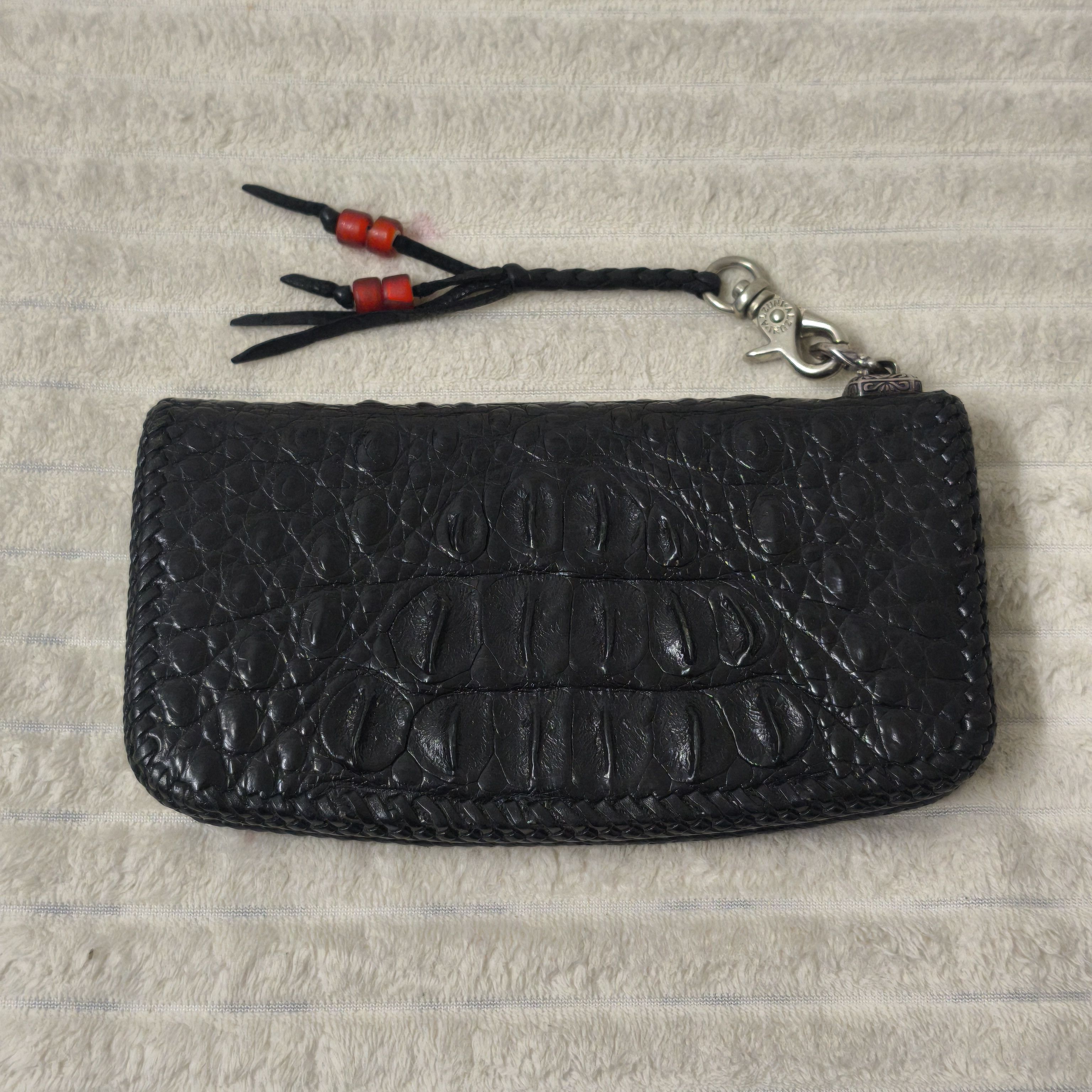 Japanese Brand Alzuni Crocodile Leather Long Wallet Silver Hardware Biker Size ONE SIZE - 3 Thumbnail