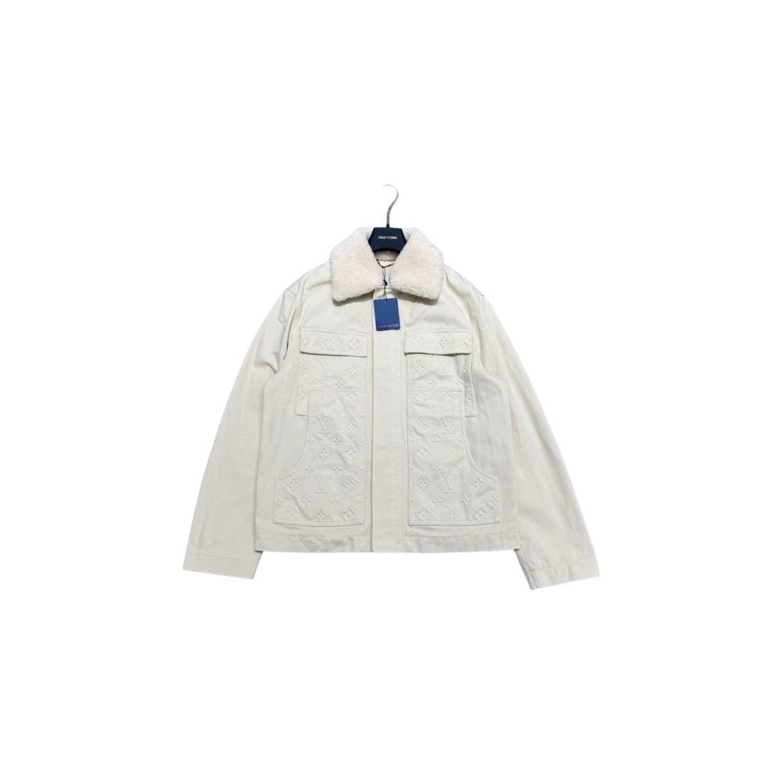 Image of Louis Vuitton Monogram Workwear Denim Jacket in White, Men's (Size Small)