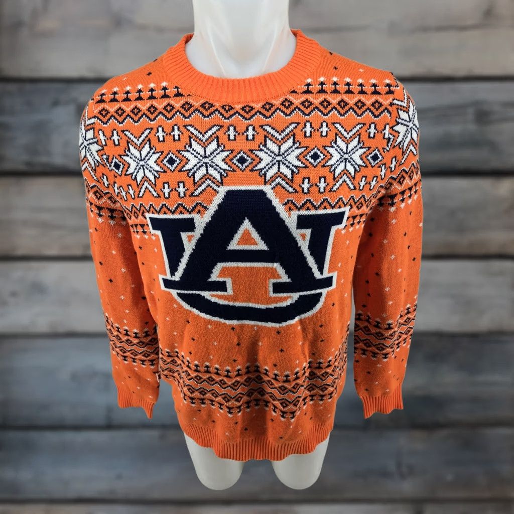Vintage VINTAGE Campus Specialties Auburn Tigers Holiday Sweater Unisex Adults Crew Neck Long Sleeve 3D Argyle Orange L Fits Size US L / EU 52-54 / 3 - 1 Thumbnail