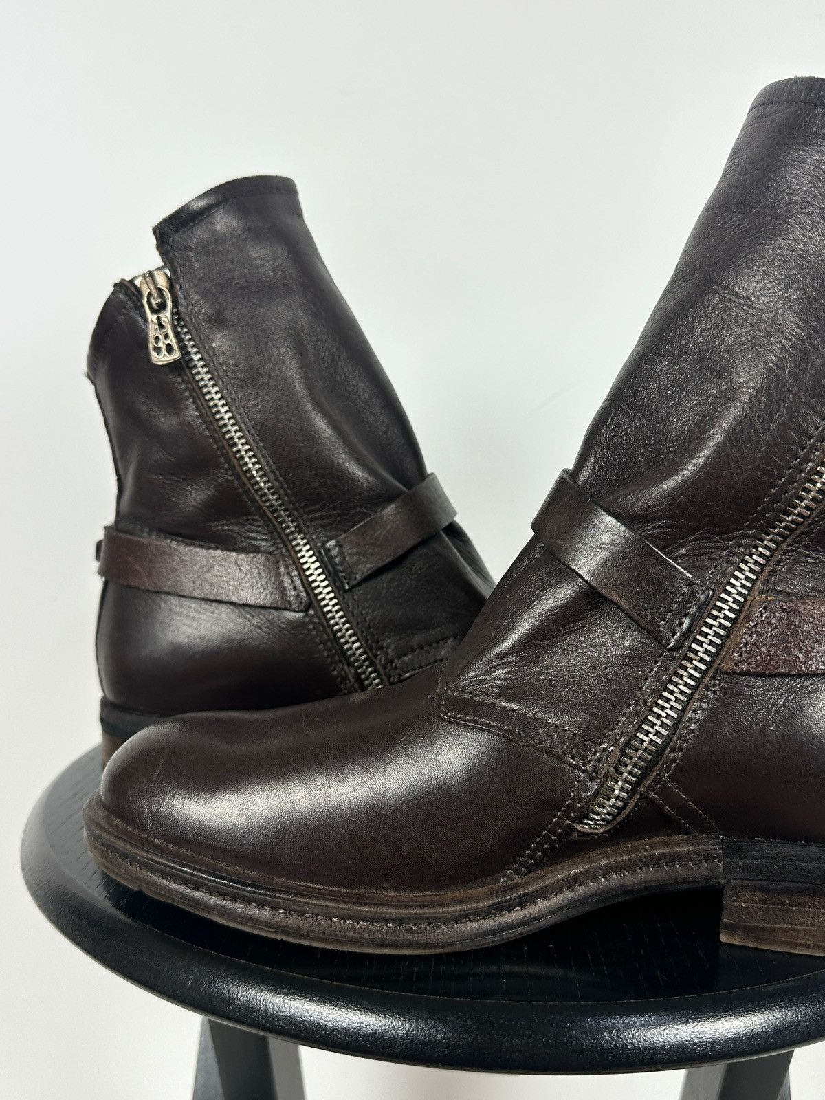 A.S.98 A.S.98. Airstep Brown Leather Biker Buckle Strap Ankle Boots Size US 8 / IT 38 - 21 Thumbnail