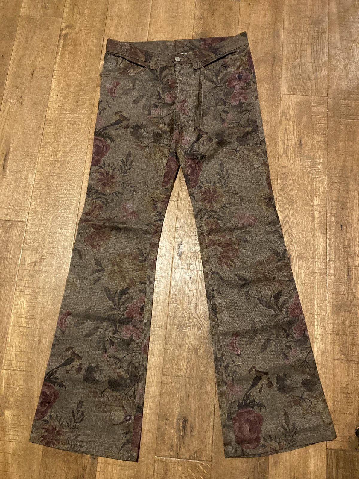 Rare 00s Tornado Mart Botanical Flare Pants Y2K J-Archive