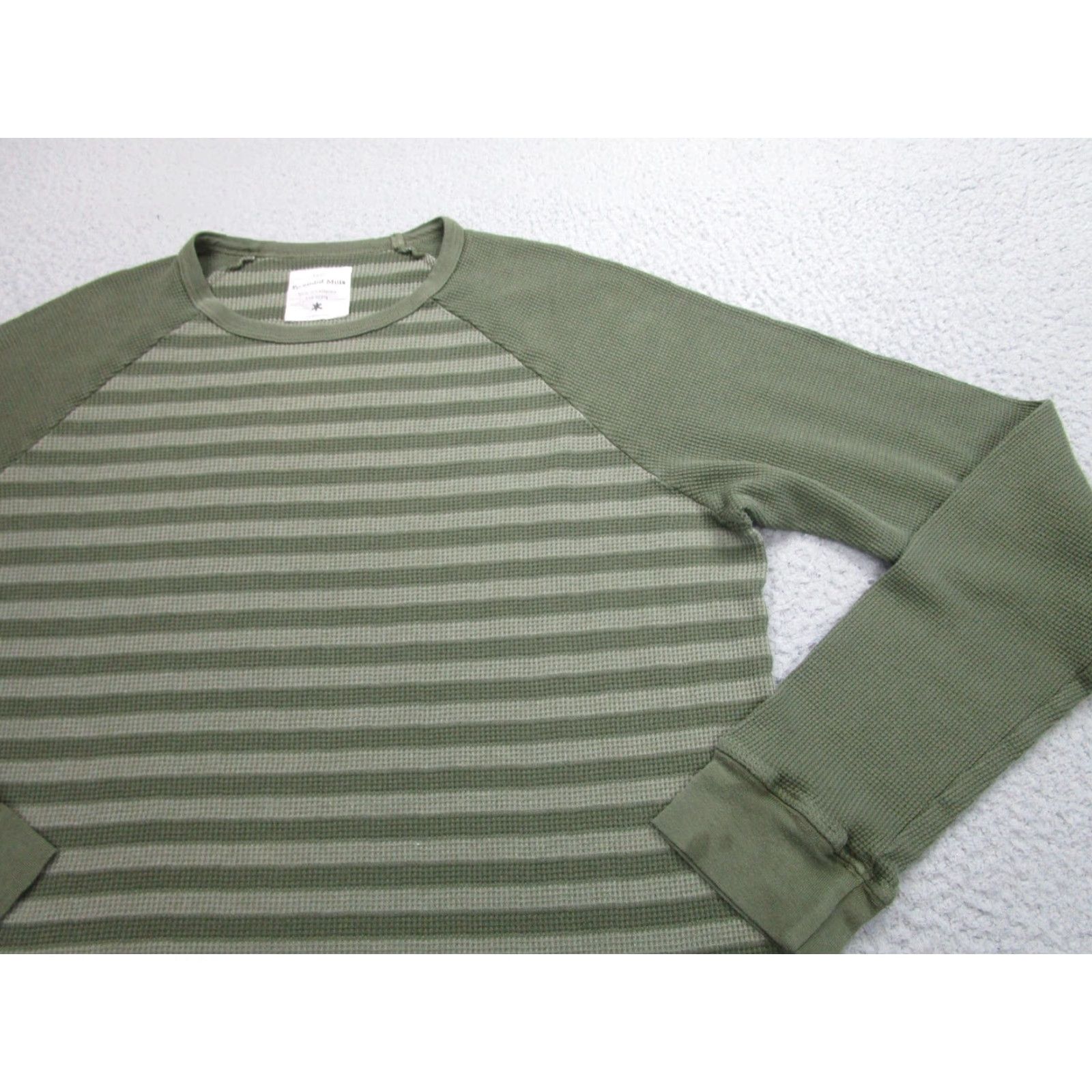 Splendid Splendid Mills Pullover Shirt Mens Large Green Waffle Raglan Crew Knit Striped Made USA Size US L / EU 52-54 / 3 - 2 Thumbnail