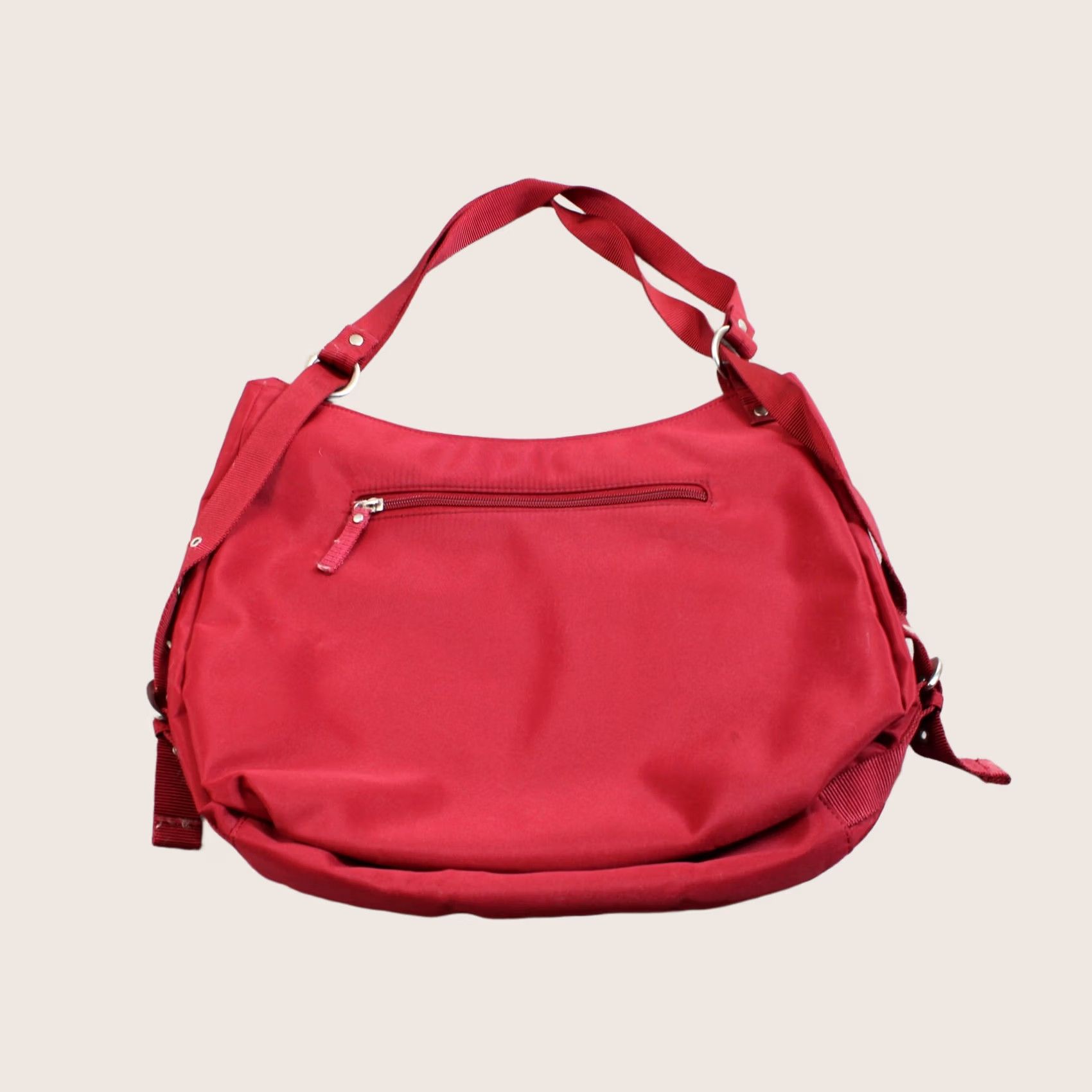 Ellington Hobo Bag Womens Large Red Nylon Shoulder Purse Zip Pockets Everyday, Women's