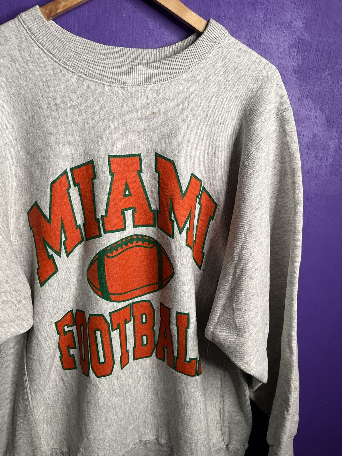 Vintage Vintage 90s Miami football reverse weave crewneck Size US XL / EU 56 / 4 - 3 Thumbnail