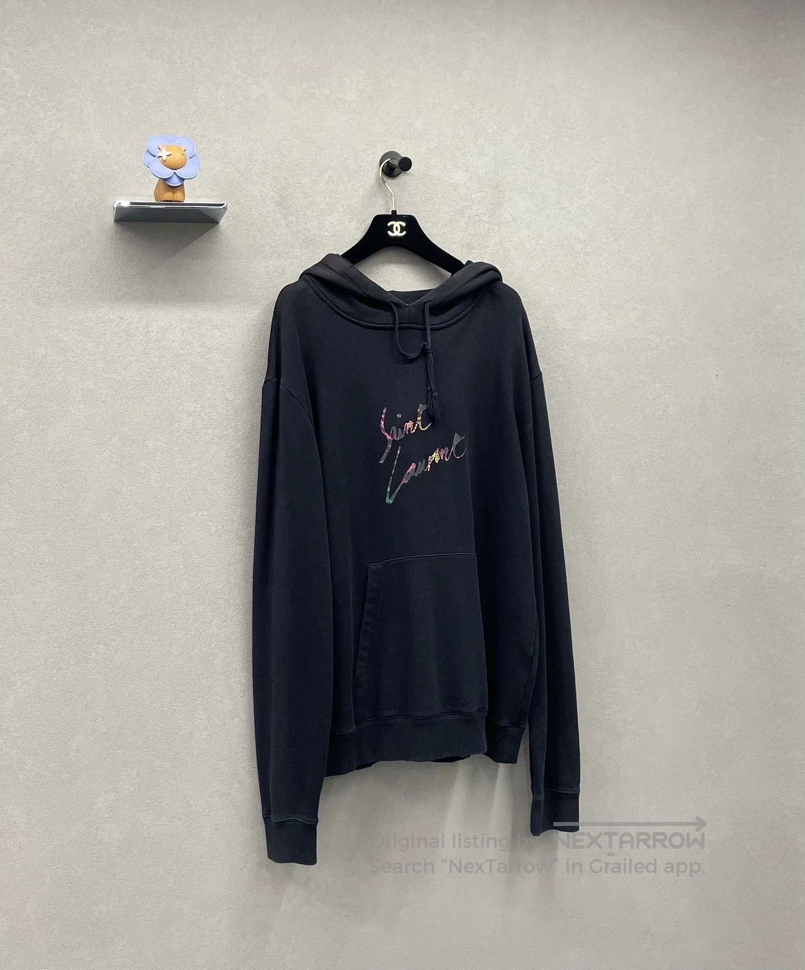 Saint Laurent Paris black hoodie with rainbow logo design. Size US L / EU 52-54 / 3 - 3 Thumbnail